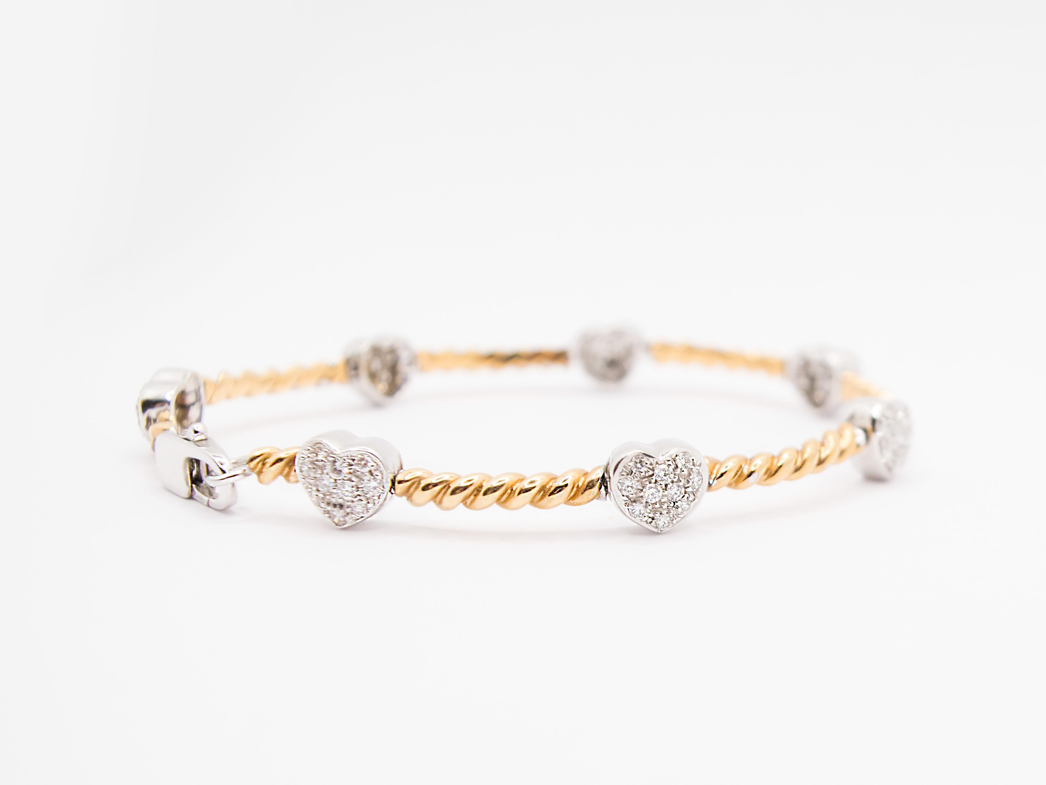 18 Kt Two-Tone Gold and Diamond Bracelet In New Condition For Sale In Cattolica, IT