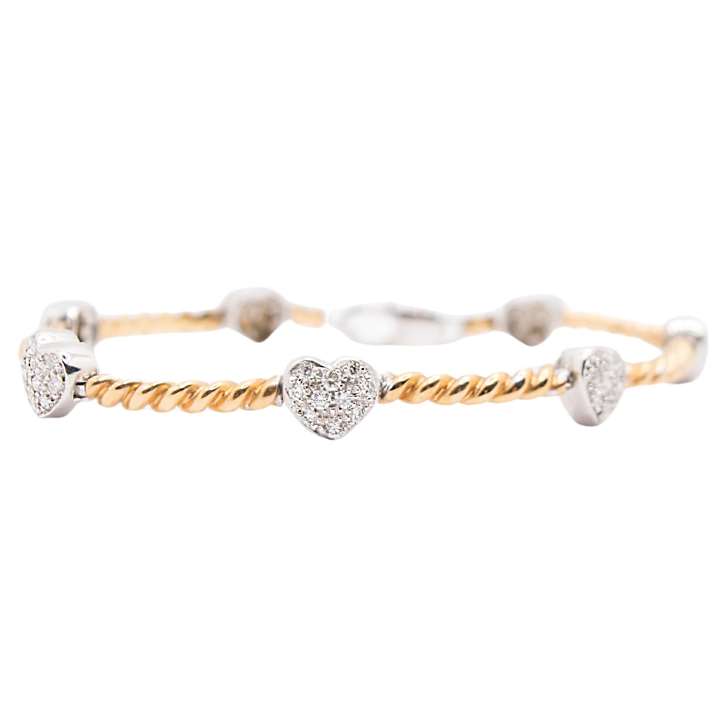 18 Kt Two-Tone Gold and Diamond Bracelet For Sale