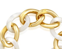 Bracciale in Oro e Ceramica Bianca Maglia L - Collezione FASHION GROUMETTE*