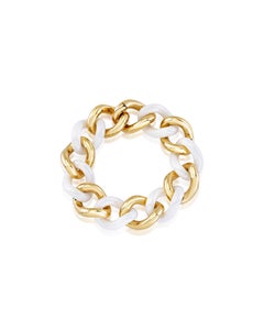 Bracciale in Oro e Ceramica Bianca Maglia S - Collezione FASHION GROUMETTE*