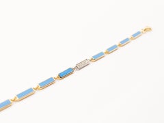 18 Karat Yellow Gold Enamel and Diamond Bracelet