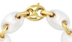 Bracciale in Oro Giallo 18kt e Ceramica Bianca – Collezione Marina *