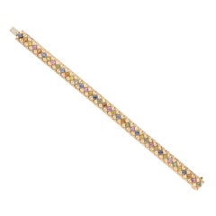 Bracciale in oro rosa 18kt con Diamanti Bianchi e Zaffiri Multicolor