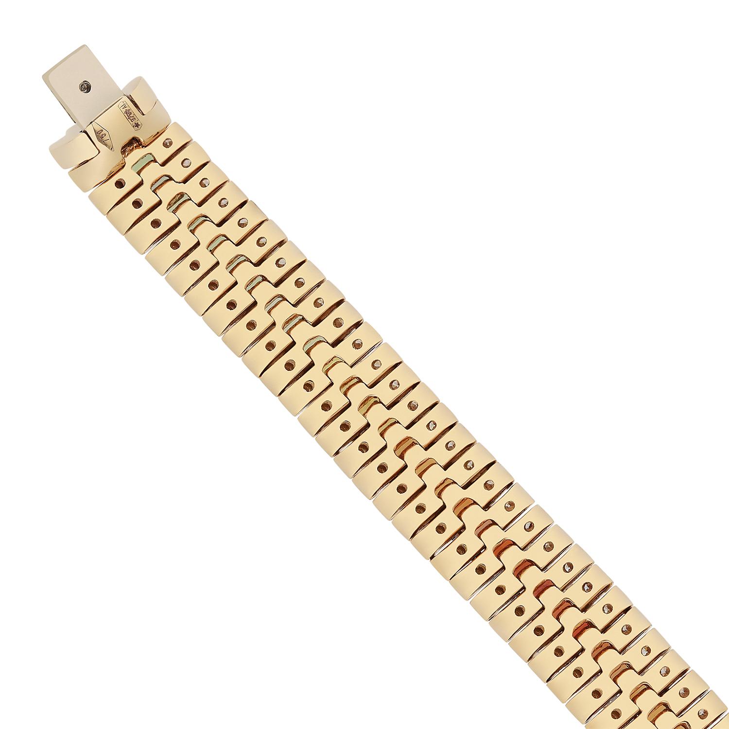Armband aus 18 Karat Roségold mit weißen Diamanten und mehrfarbigen Saphiren im Zustand „Neu“ im Angebot in Valenza, IT