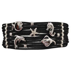 Bracciale in Sagola Marina, Oro Bianco e Diamanti