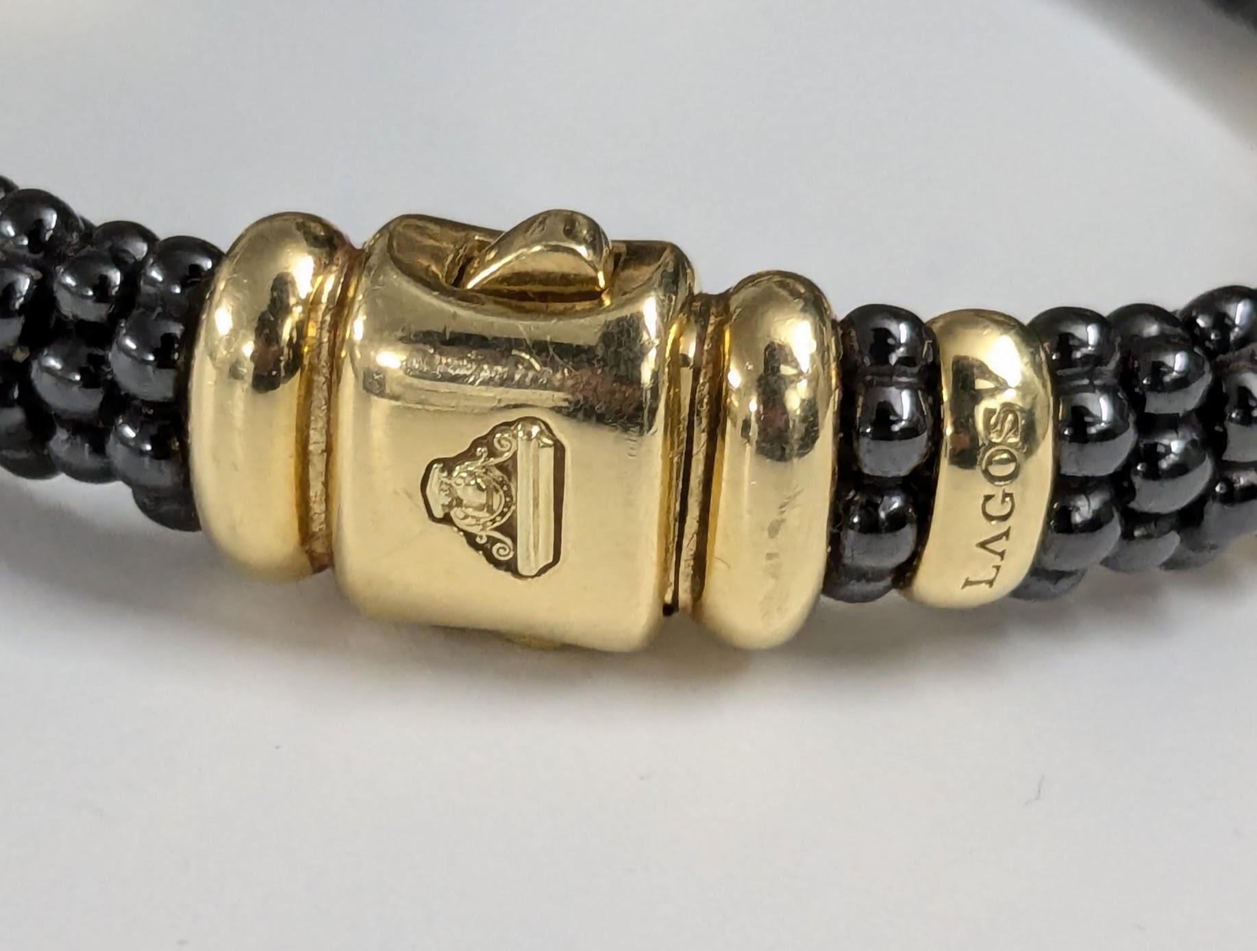 Lagos-Armband aus 18 Karat Gelbgold und Caviar 750 Keramik 1