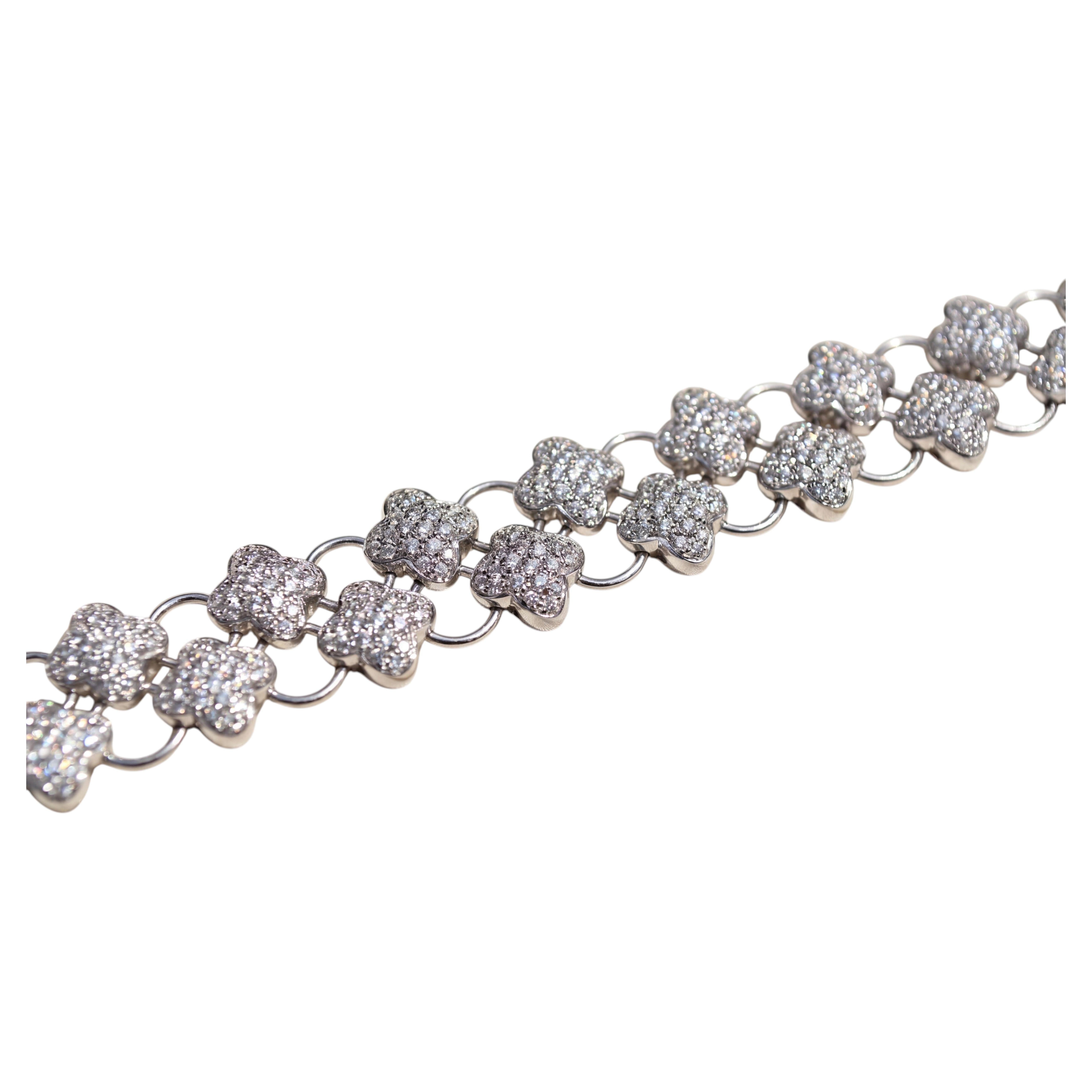 Bracelet à maillons en or blanc 18 carats serti de diamants de la marque Fratelli Coppini, 7,10 carats, Italie en vente