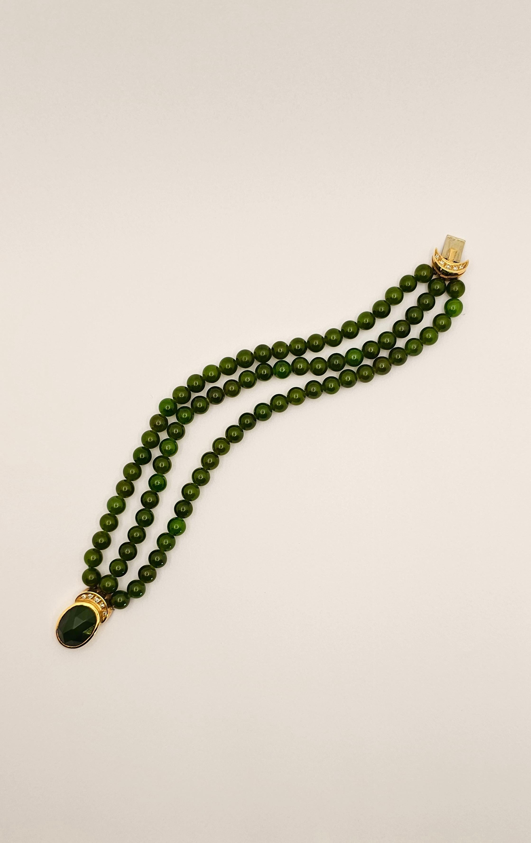Manfredi-Armband aus Gelbgold, Jade und Diamanten (Moderne) im Angebot