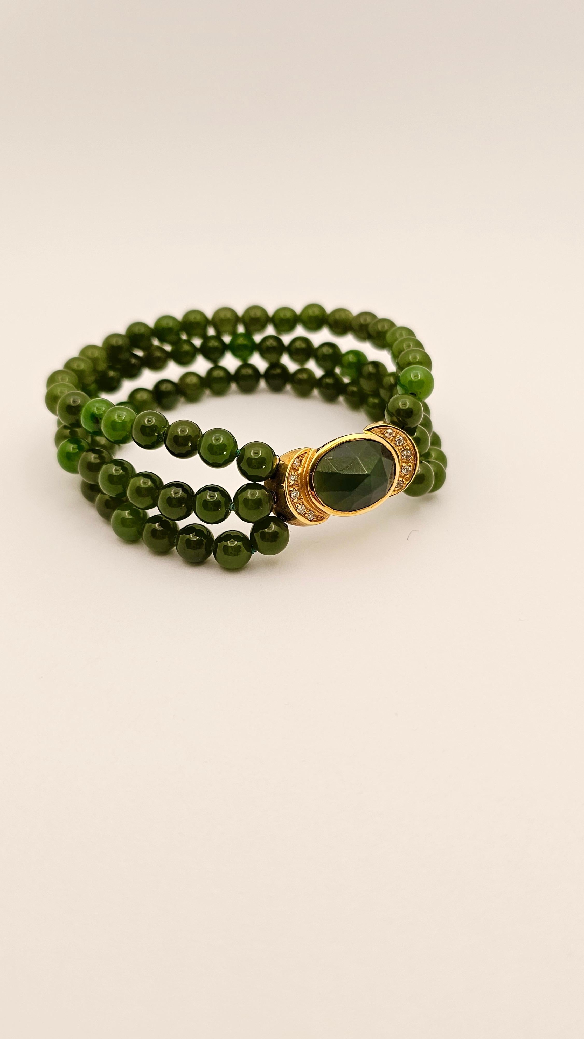 Manfredi-Armband aus Gelbgold, Jade und Diamanten für Damen oder Herren im Angebot
