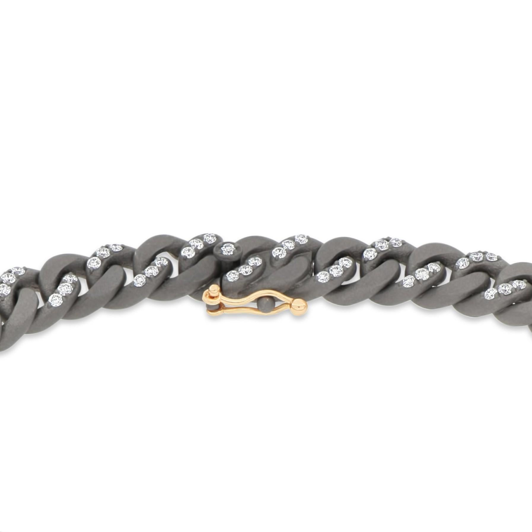 Bracciale MANO J. catena Groumette in titanio diamanti bianchi oro rosso 18kt M In condizioni Nuovo in vendita a Valenza, IT