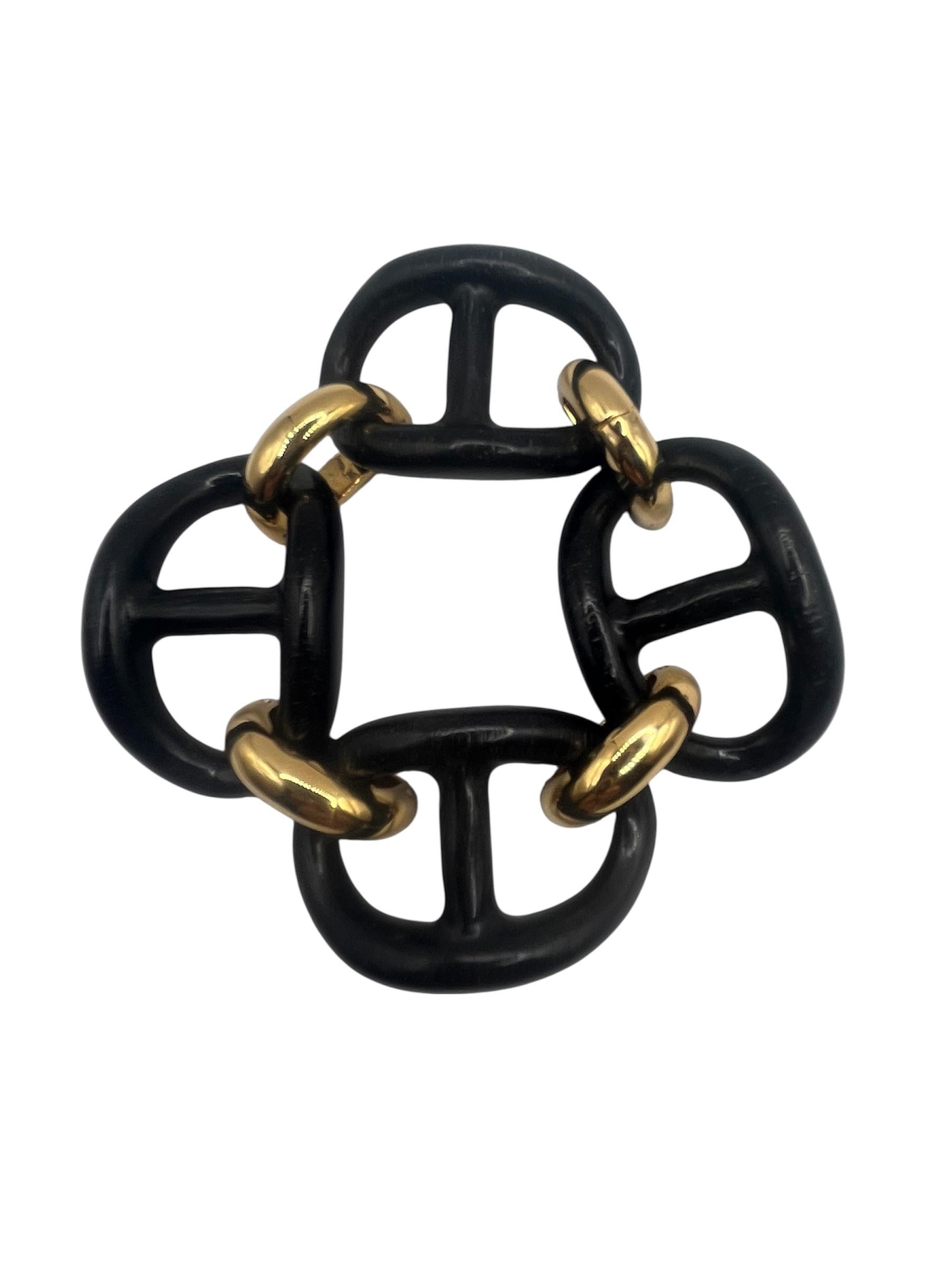 Bracciale MICHELETTO con Maglie Marine in Ebano e Argento Dorato 18kt en vente 4