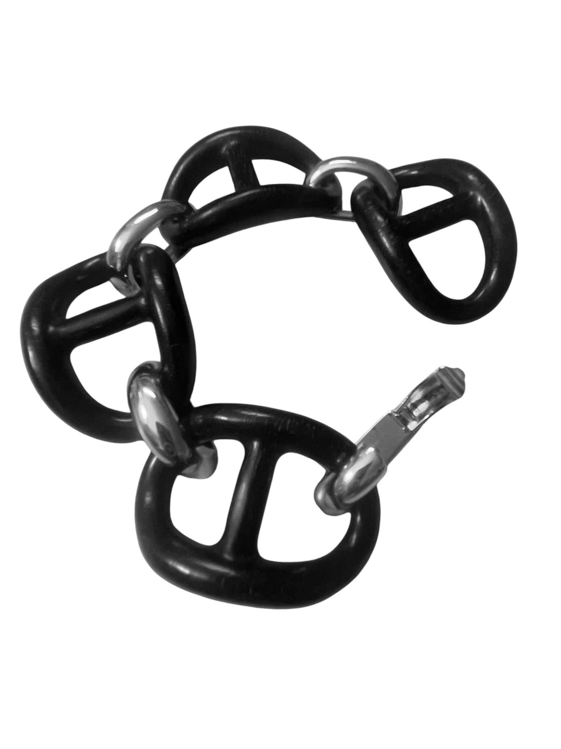 Bracciale MICHELETTO con Maglie Marine in Ebano e Argento Rodiato Neuf - En vente à Milano, Lombardia