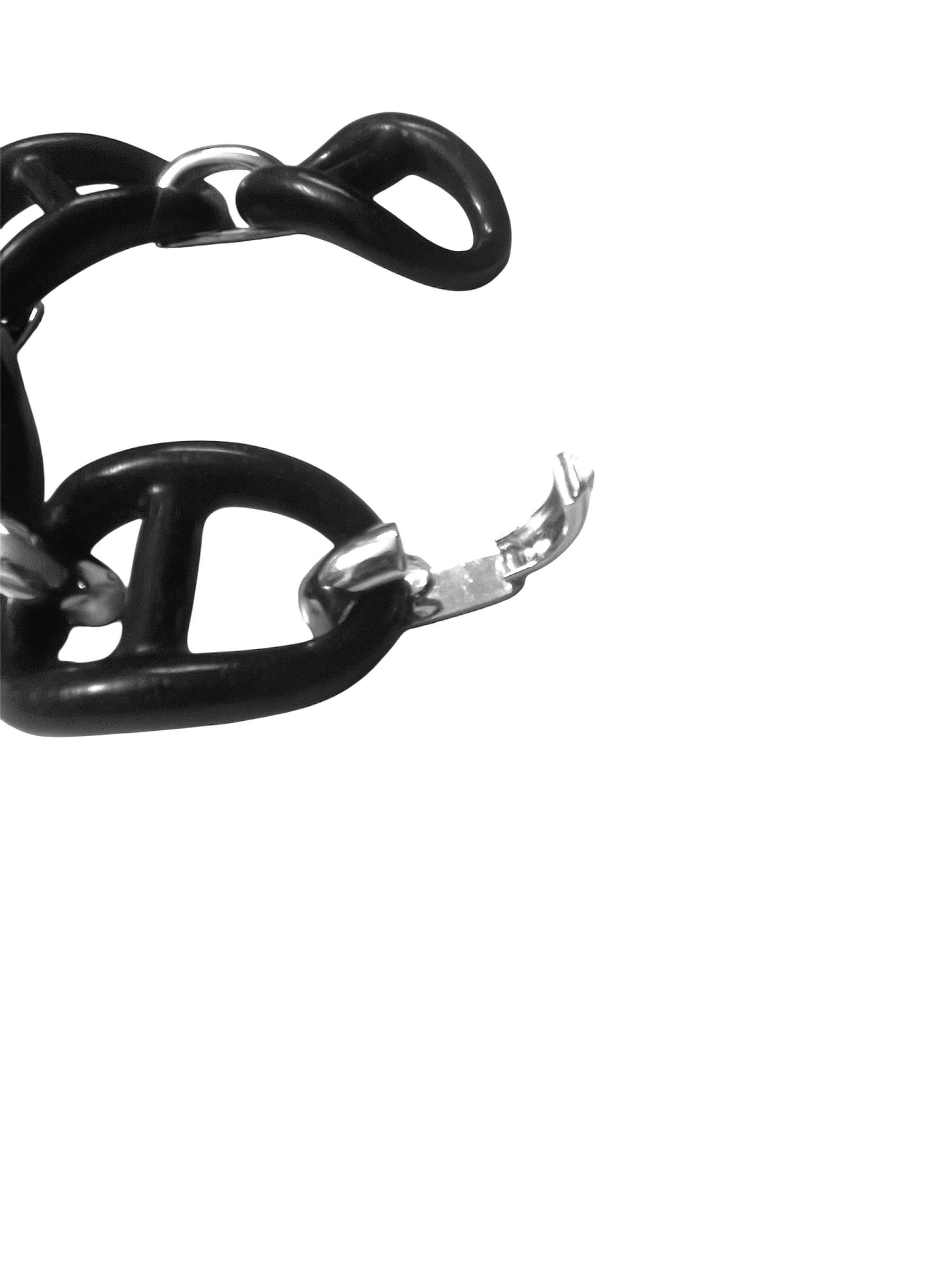 Bracciale MICHELETTO con Maglie Marine in Ebano e Argento Rodiato Unisexe en vente