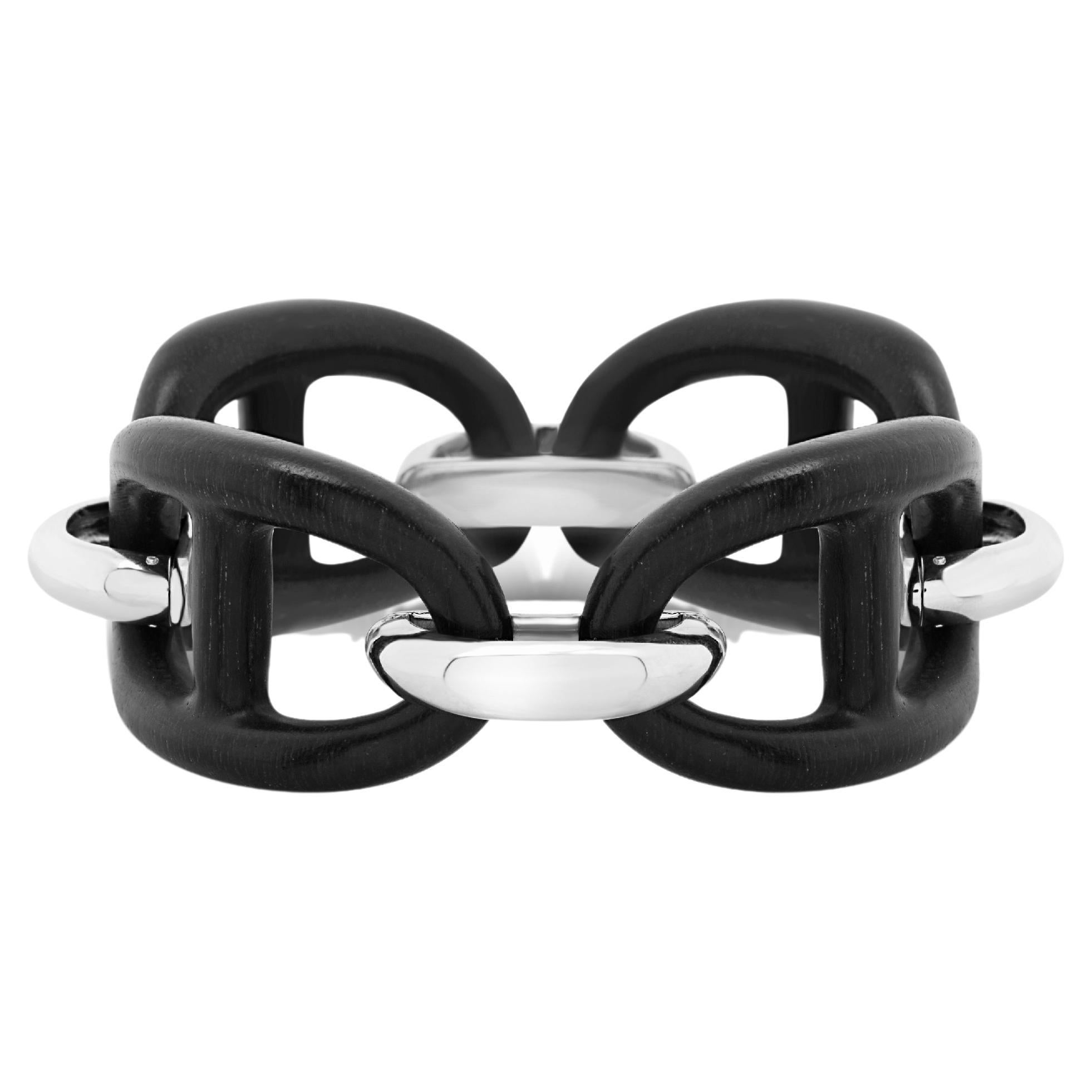 Bracciale MICHELETTO con Maglie Marine in Ebano e Argento Rodiato