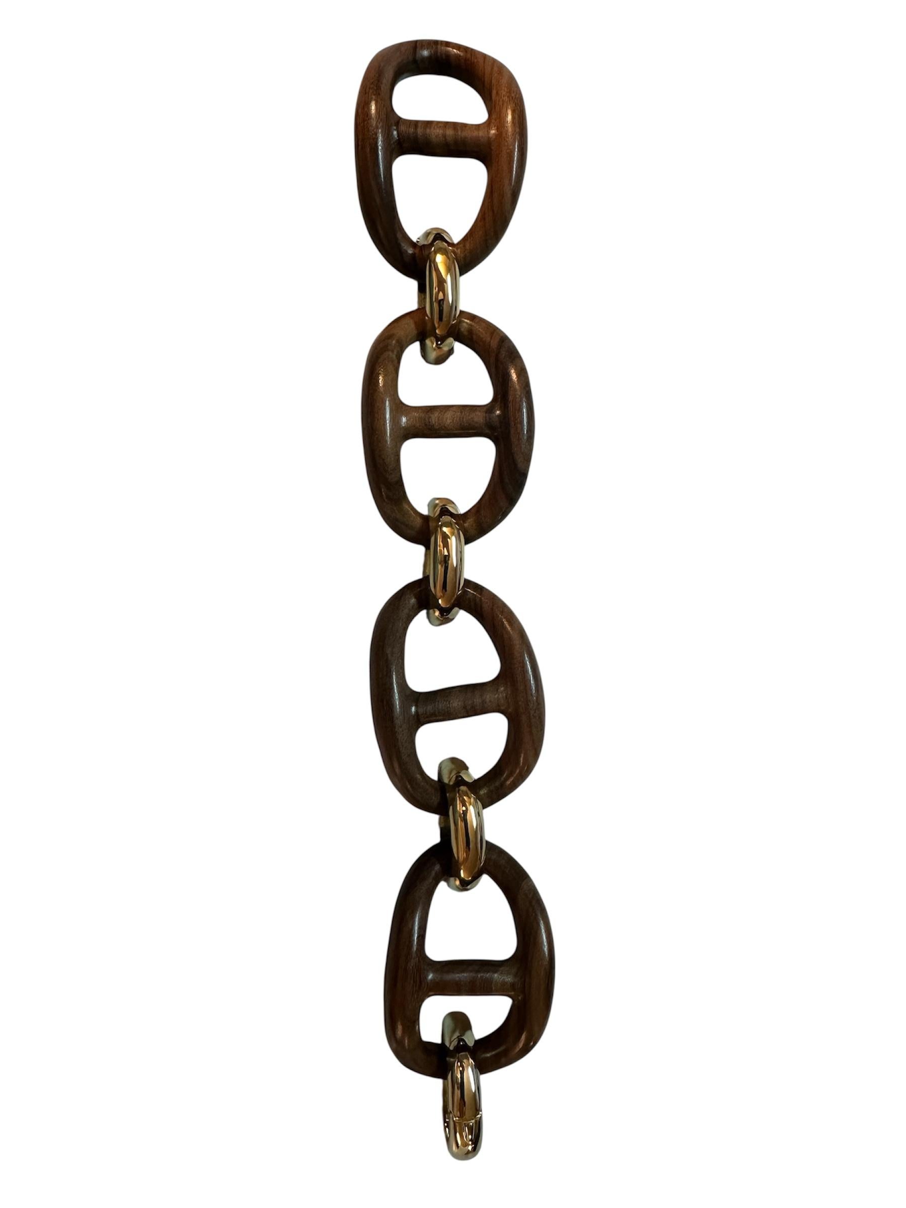 Bracciale Micheletto con Maglie Marine in Palissandro e Argento Dorato 18kt In condizioni Nuovo in vendita a Milano, Lombardia