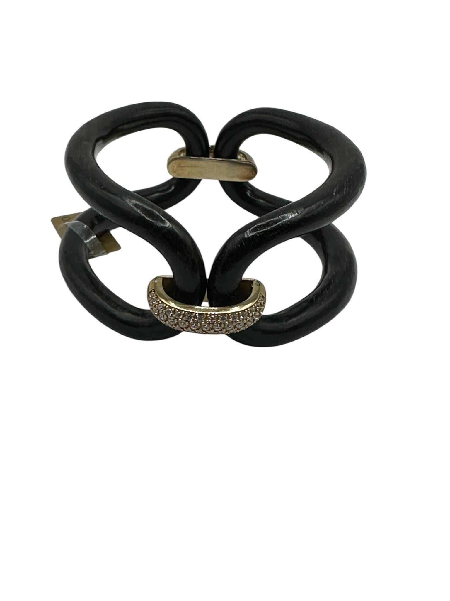 Bracciale MICHELETTO Ebano Argento Placcato Oro 18kt e Zirconi In New Condition For Sale In Milano, Lombardia