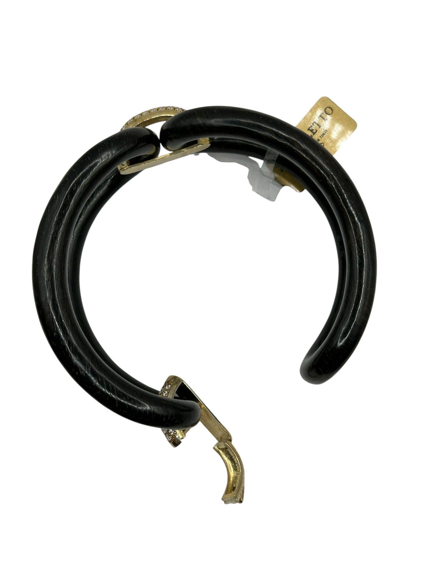 Bracciale MICHELETTO Ebano Argento Placcato Oro 18kt e Zirconi For Sale 1