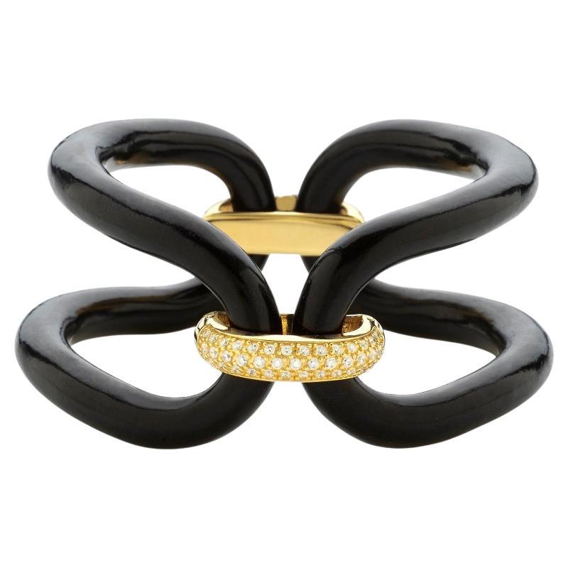 Bracciale MICHELETTO Ebano Argento Placcato Oro 18kt e Zirconi