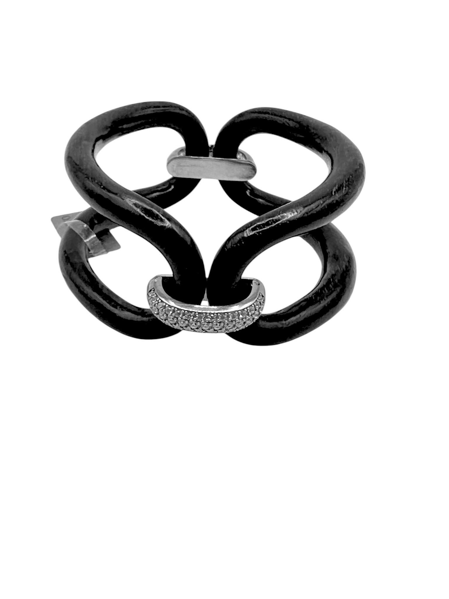 da uomo o donna Bracciale Micheletto Ebano Argento Rodiato e Zirconi in vendita