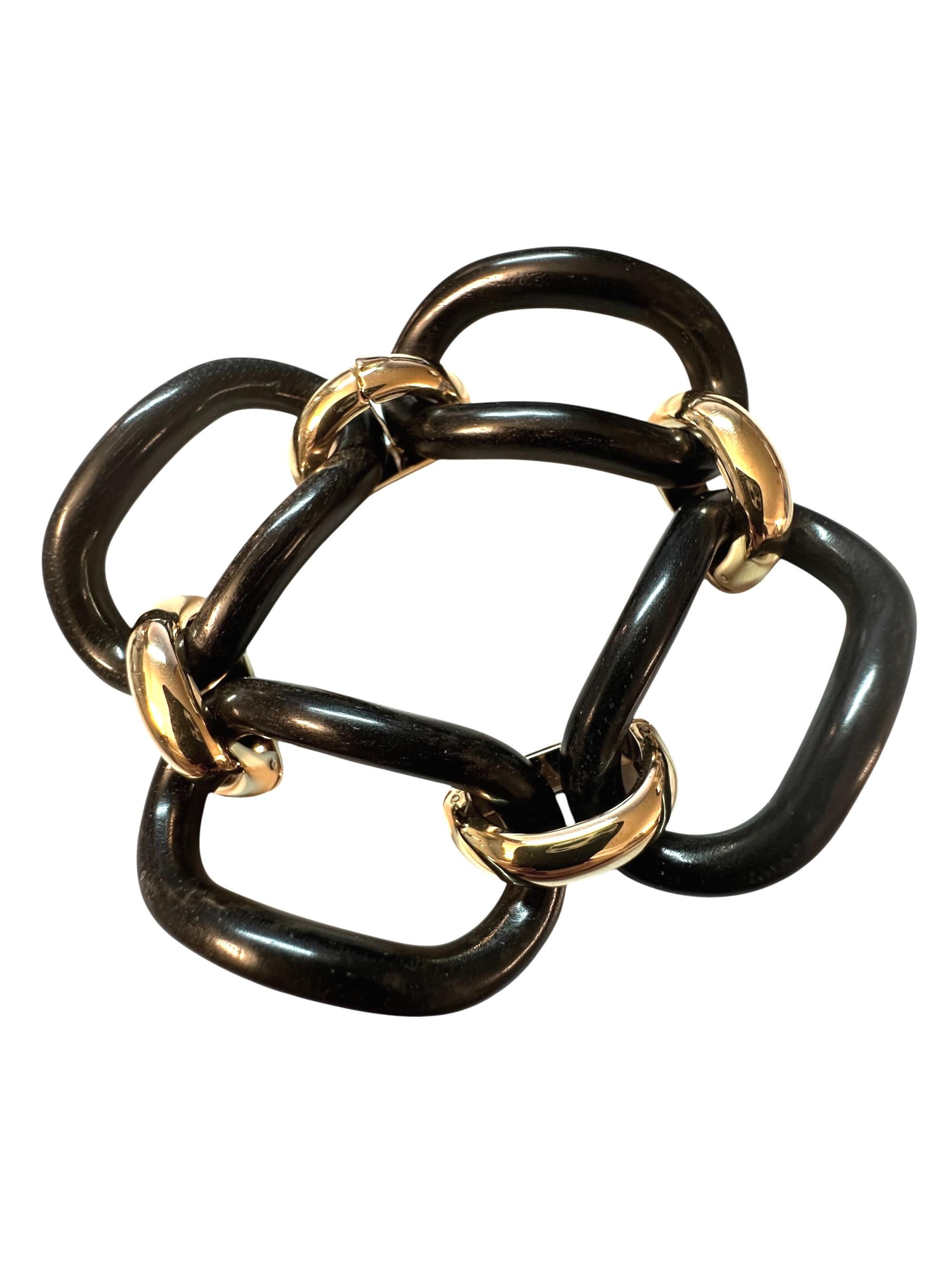 Bracciale MICHELETTO Ebano e Argento Dorato a Quattro Maglie Unisexe en vente