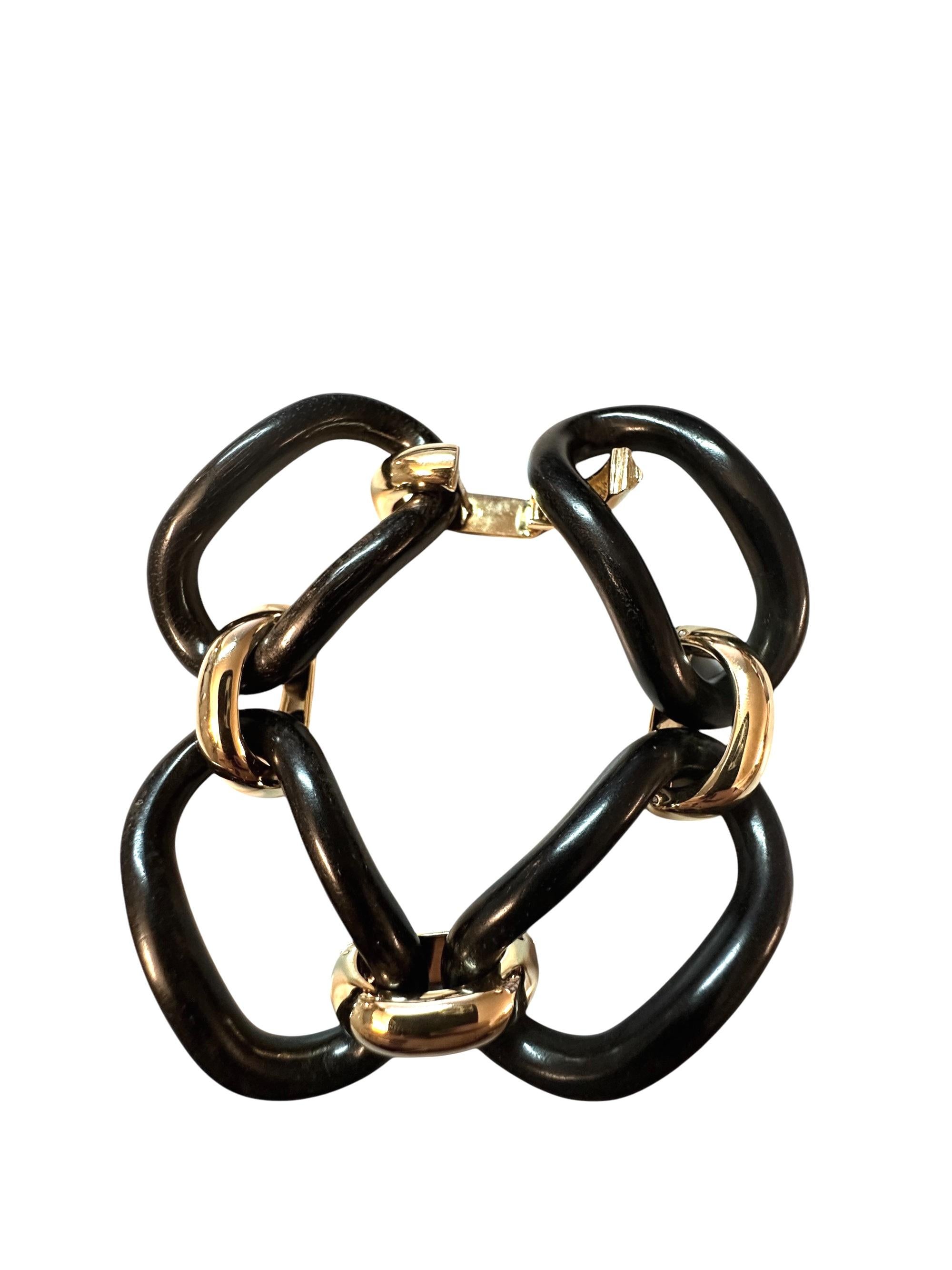 Bracciale MICHELETTO Ebano e Argento Dorato a Quattro Maglie en vente 1