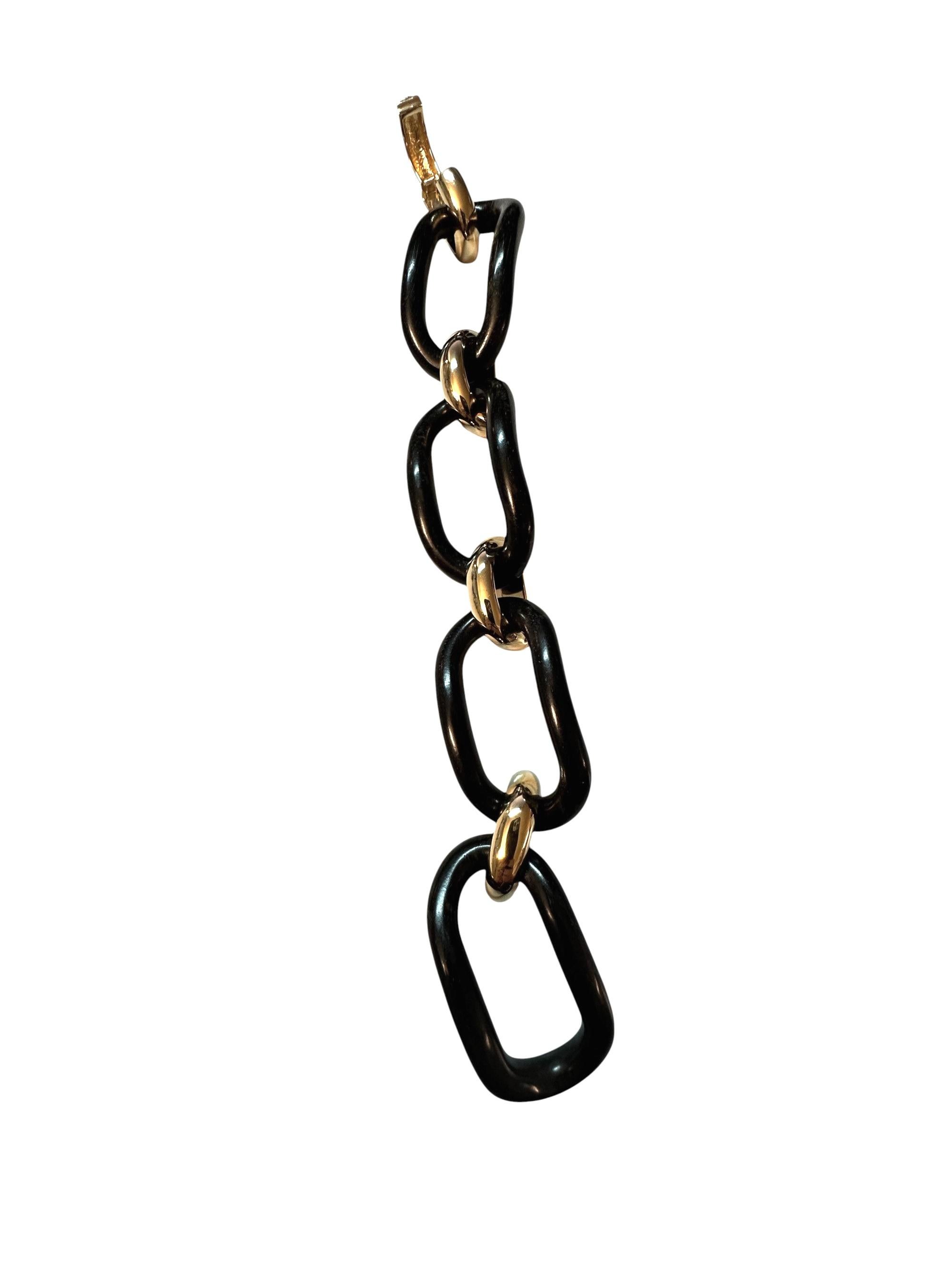 Bracciale MICHELETTO Ebano e Argento Dorato a Quattro Maglie en vente 2