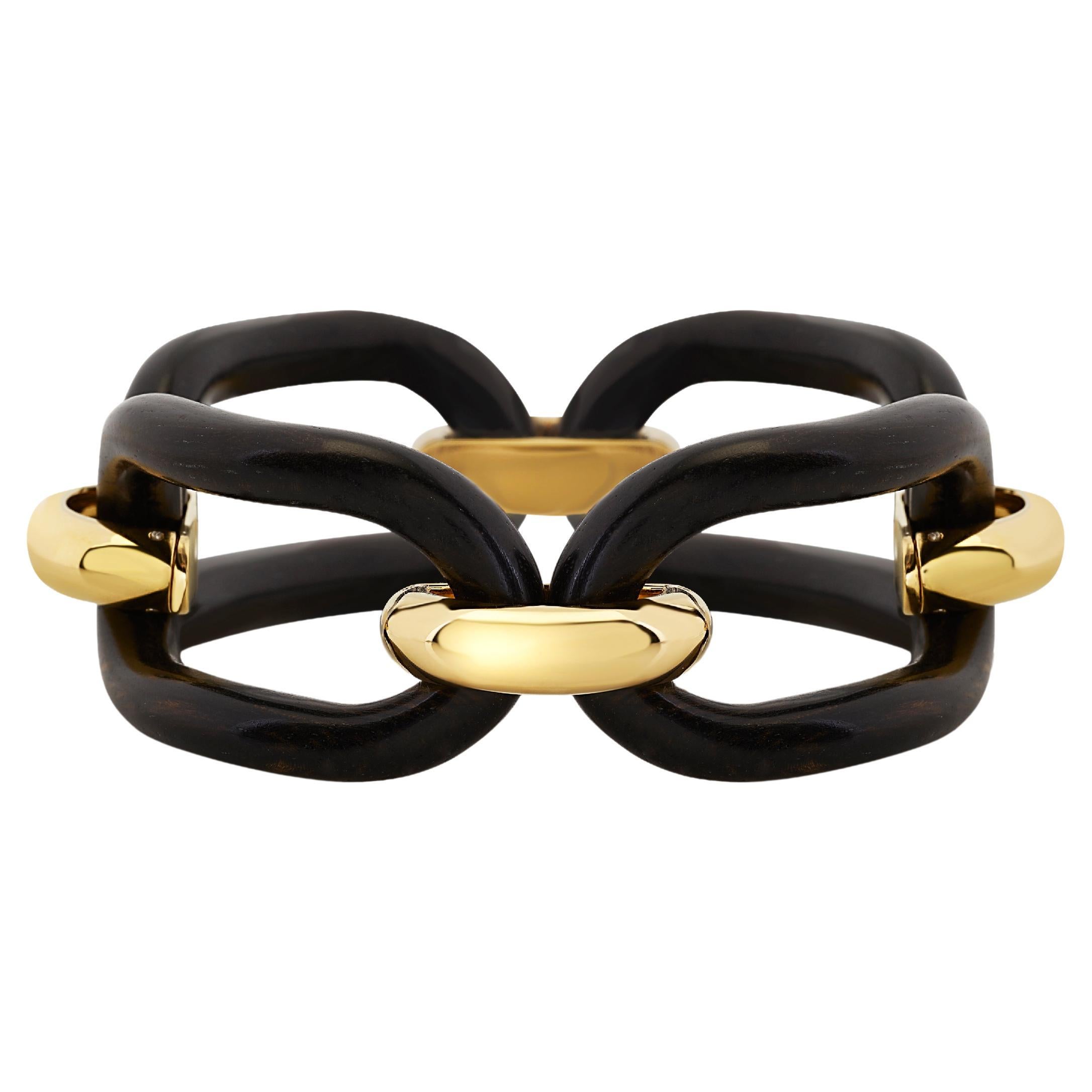 Bracciale MICHELETTO Ebano e Argento Dorato a Quattro Maglie