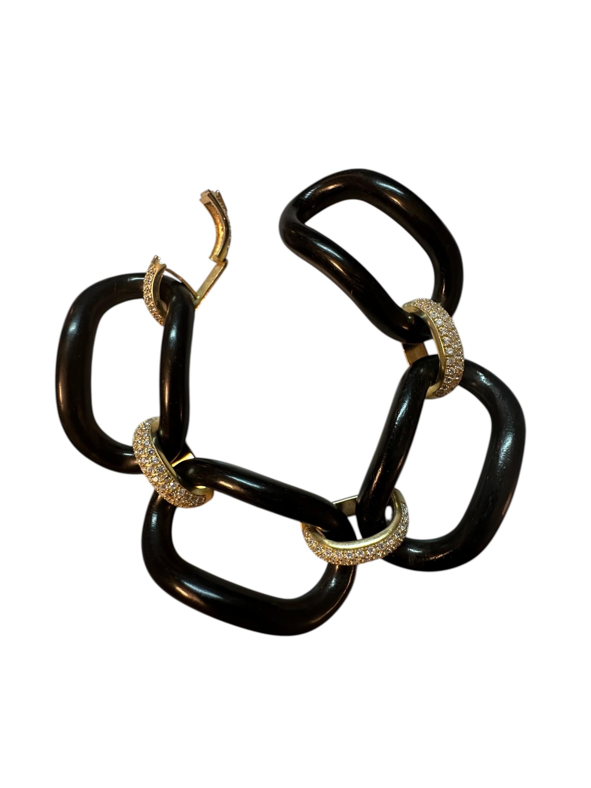 Bracciale MICHELETTO Ebano e Argento Dorato Con Zirconi a Quattro Maglie en Nuevo estado para la venta en Milano, Lombardia