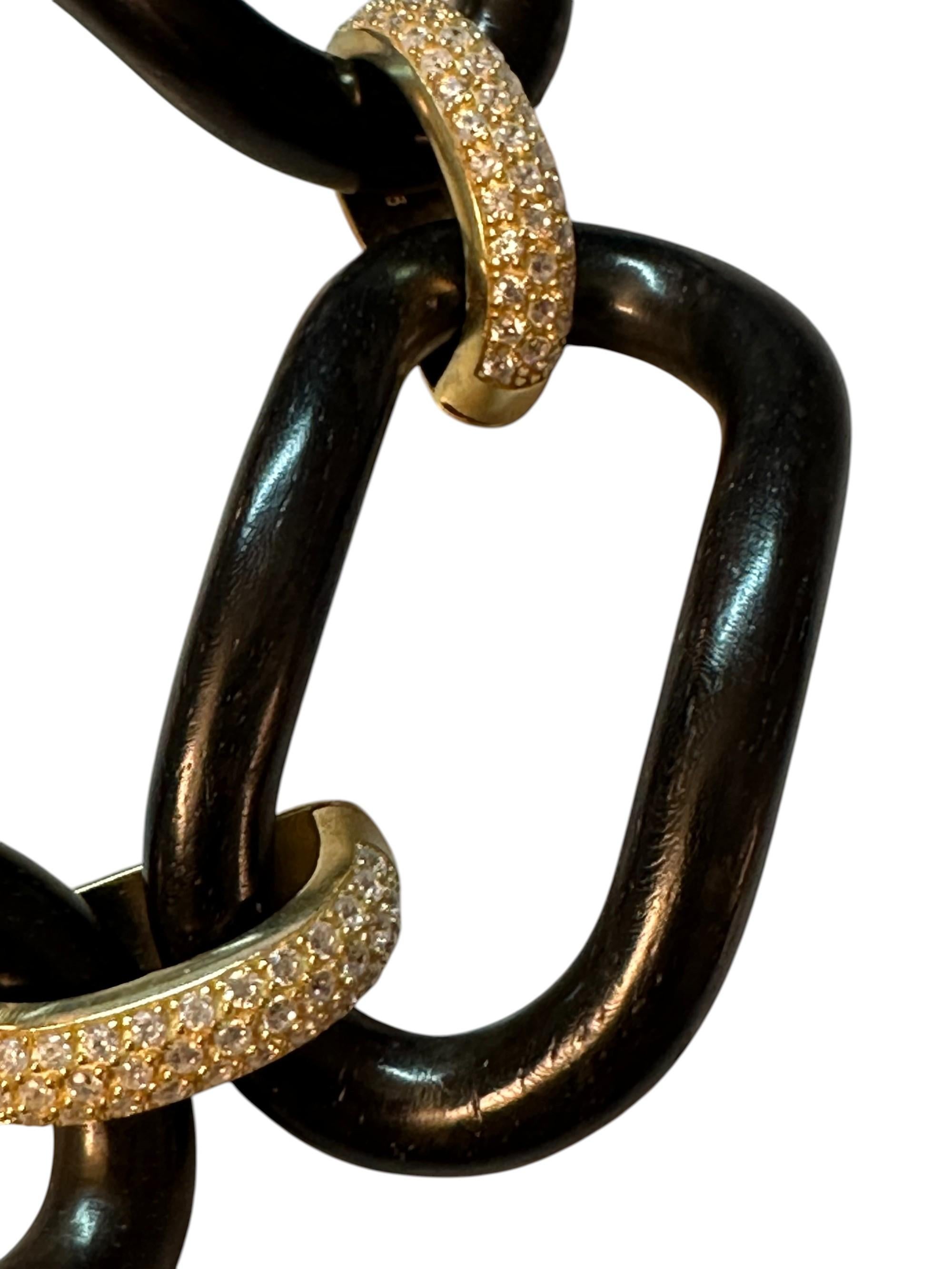 Bracciale MICHELETTO Ebano e Argento Dorato Con Zirconi a Quattro Maglie en venta 1
