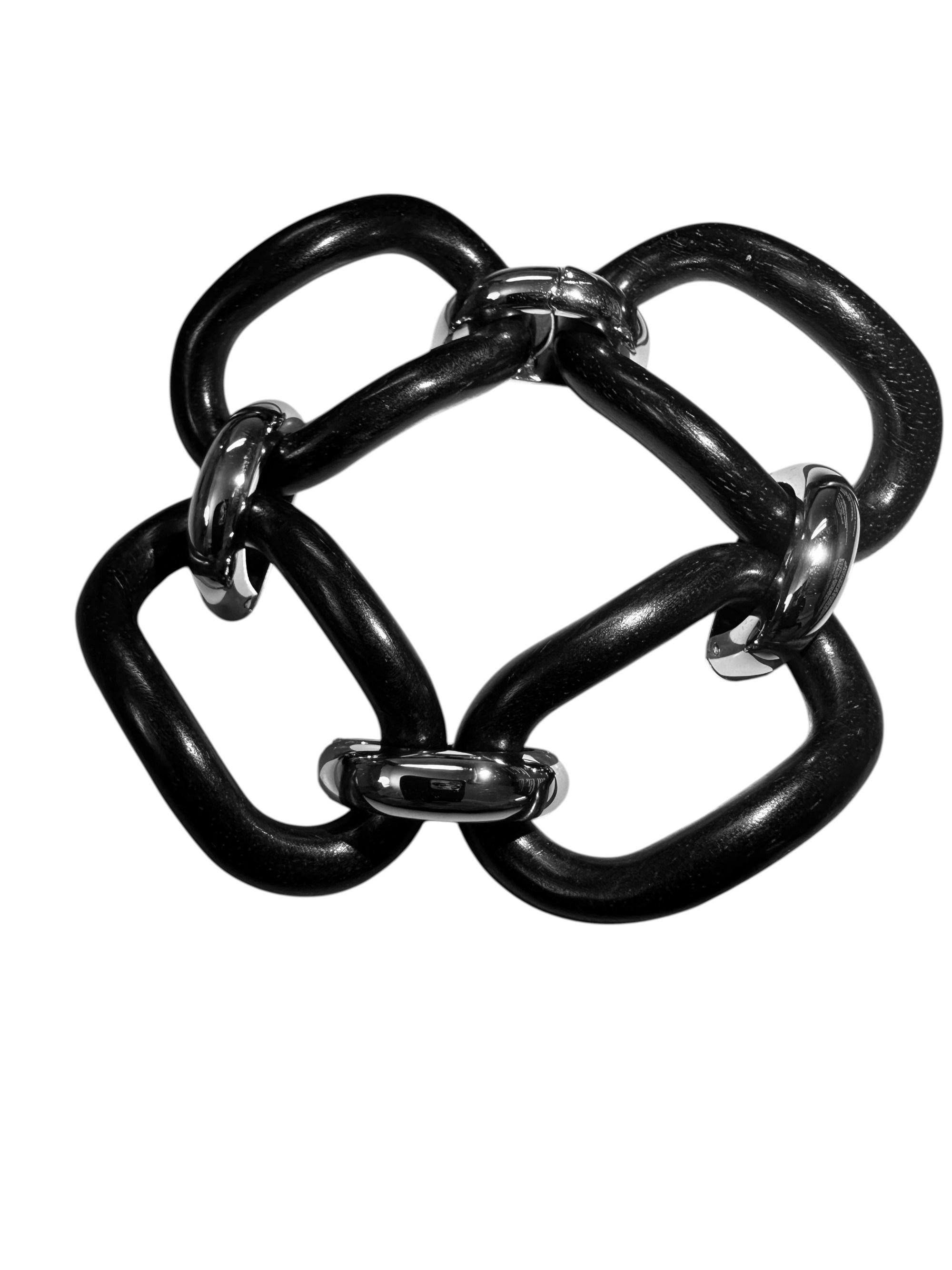 Bracciale MICHELETTO Ebano e Argento Rodiato a Quattro Maglie Neuf - En vente à Milano, Lombardia