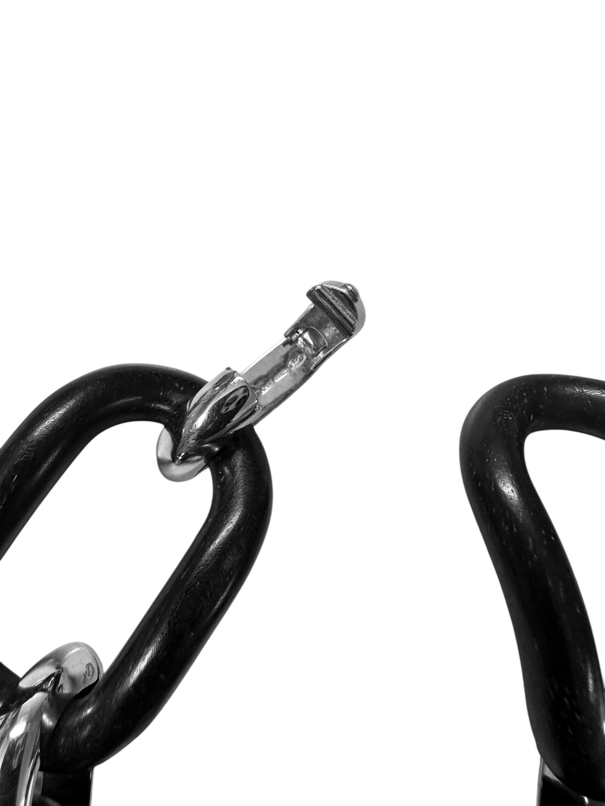 Bracciale MICHELETTO Ebano e Argento Rodiato a Quattro Maglie en vente 1