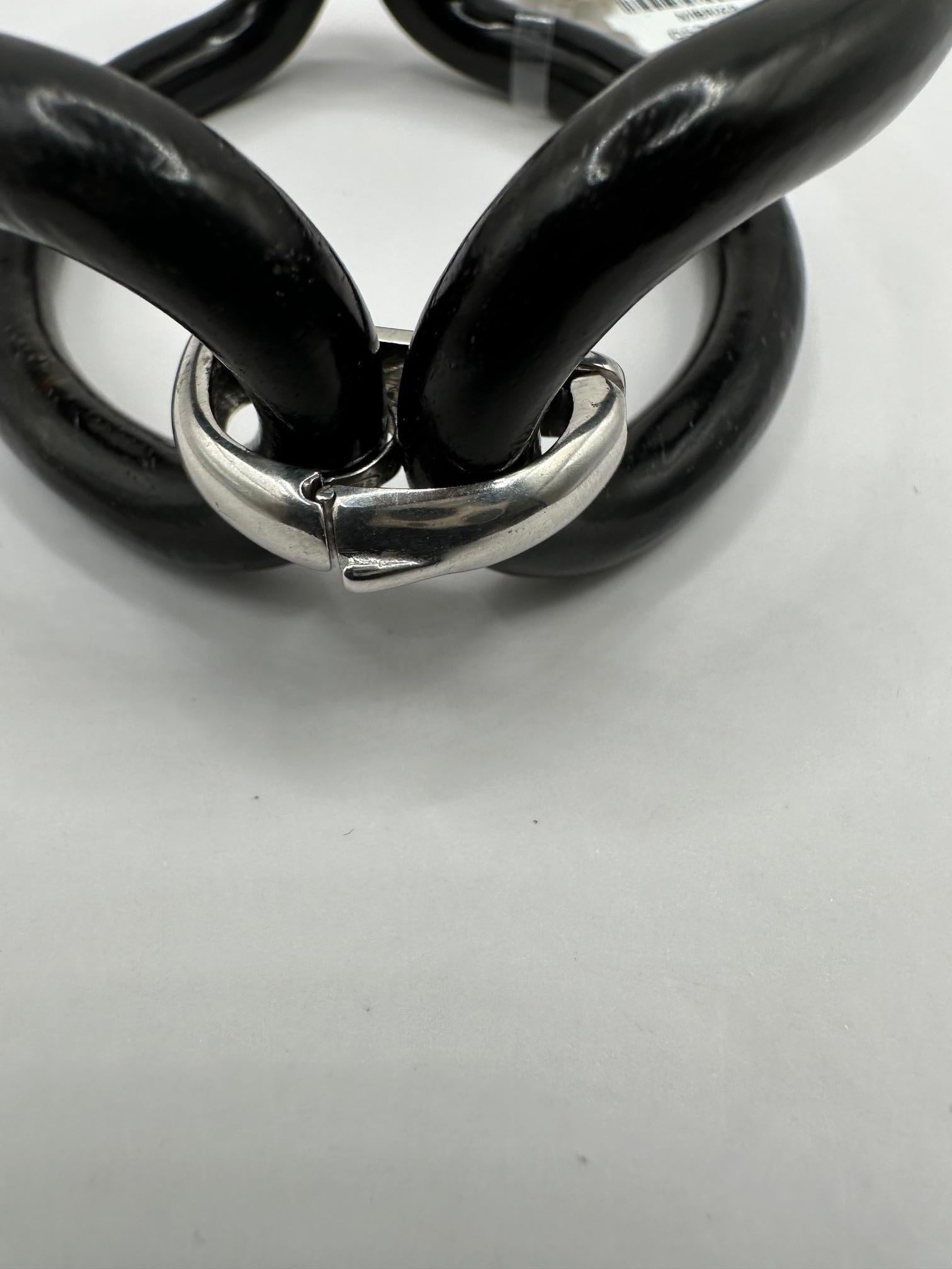 Women's or Men's Bracciale MICHELETTO in Ebano Lucido con Cavallotti in Argento Rodiato For Sale