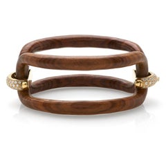Bracciale MICHELETTO in Legno Argento Placcato Oro 18kt e Zirconi *