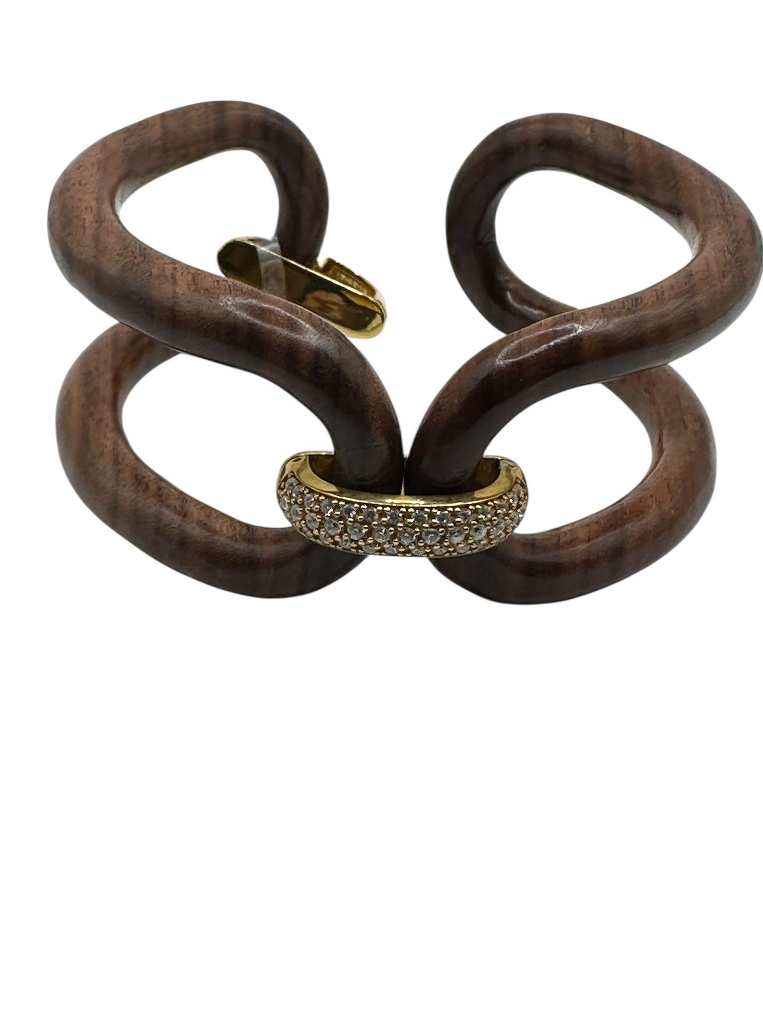 da uomo o donna Bracciale Micheletto in Palissandro Argento Placcato Oro 18kt e Zirconi in vendita