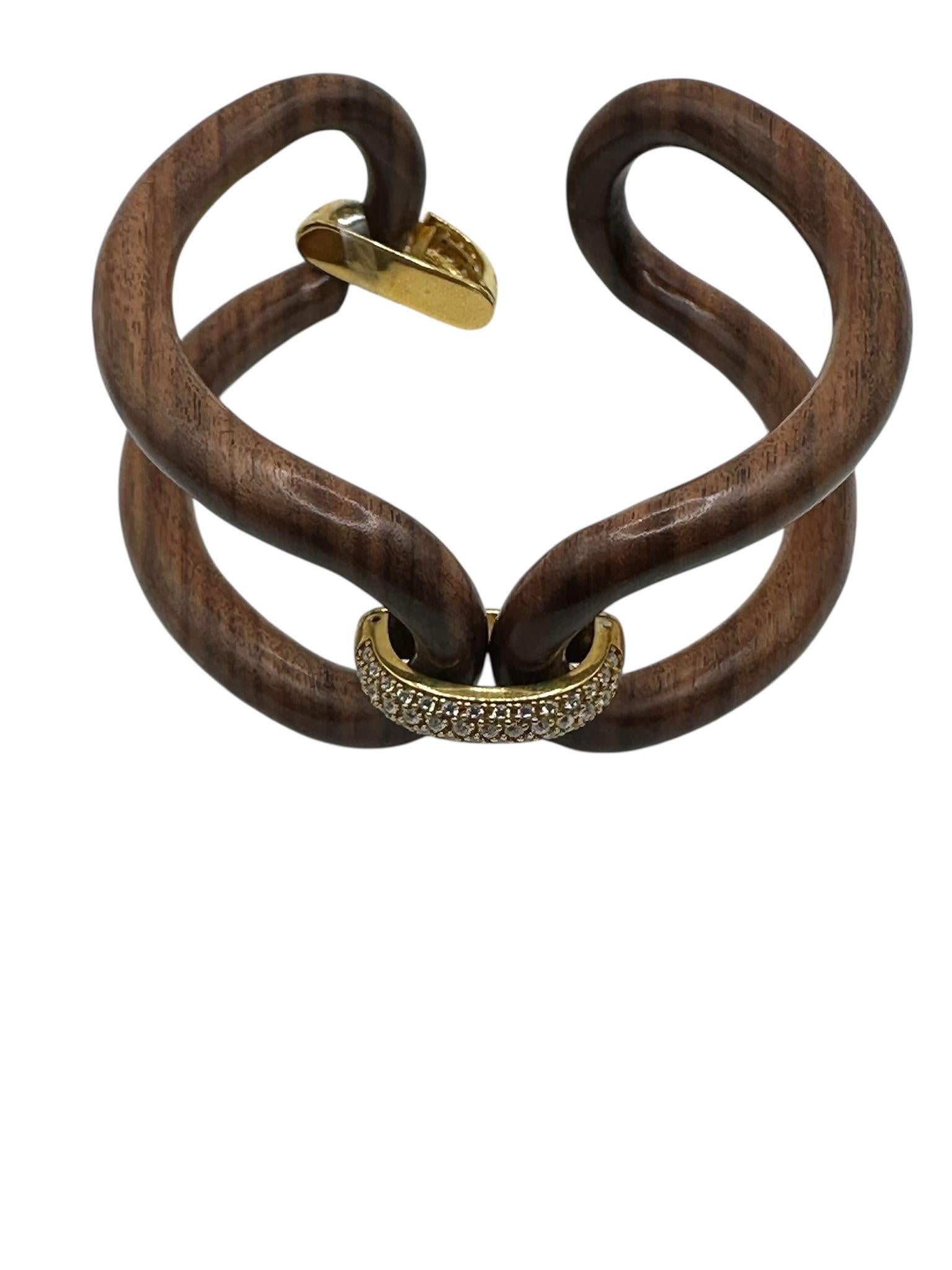 Bracciale Micheletto in Palissandro Argento Placcato Oro 18kt e Zirconi in vendita 1