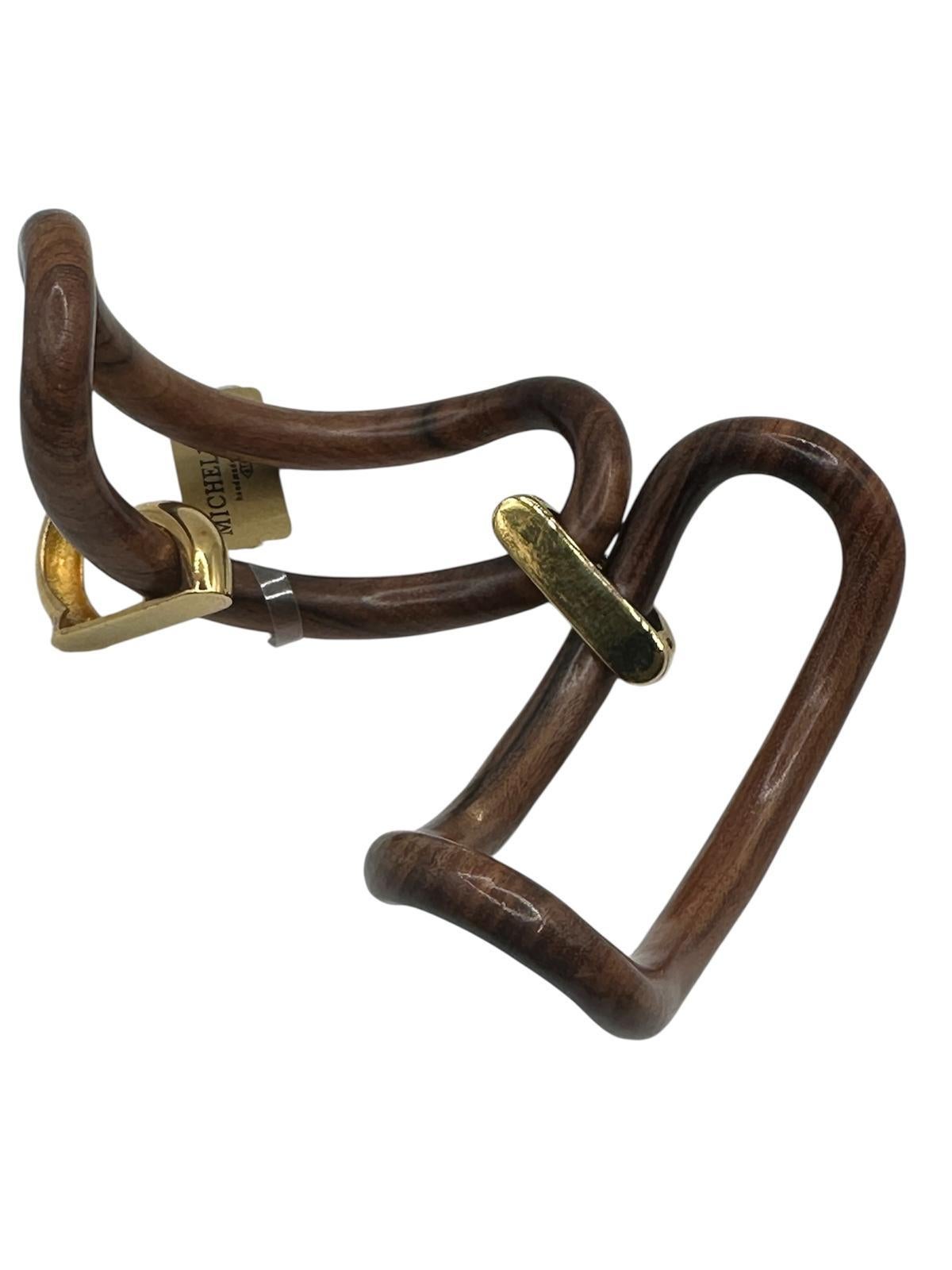 Bracciale MICHELETTO in Palissandro con Cavallotti in Argento Placcato Oro 18kt en vente 2