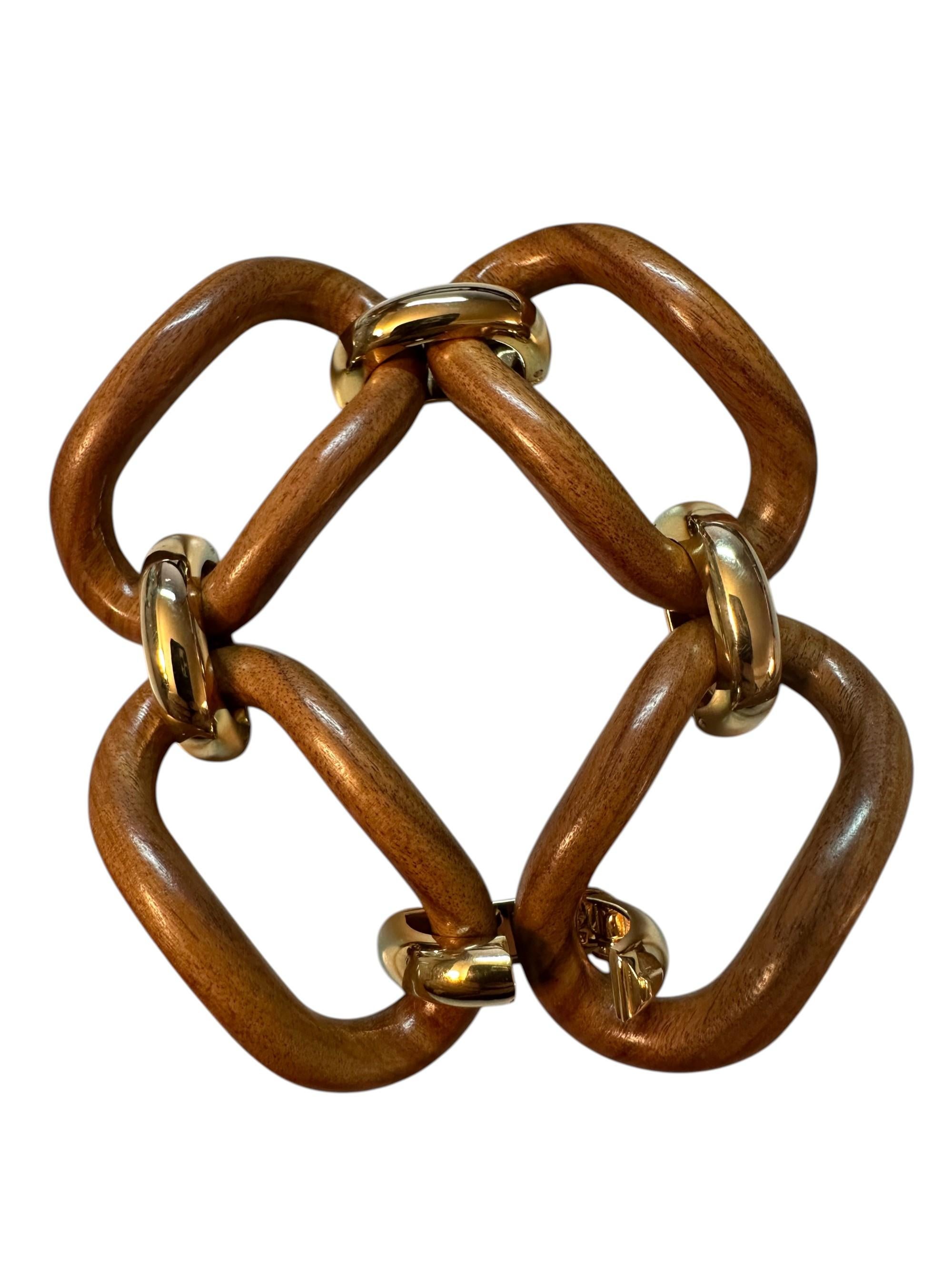 da uomo o donna Bracciale Micheletto Palissandro e Argento Dorato a Quattro Maglie in vendita