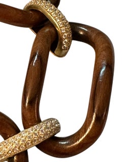 Armband aus Holz und vergoldetem Silber mit vier Gliedern aus Zirkonen - Kollektion NOMAD *