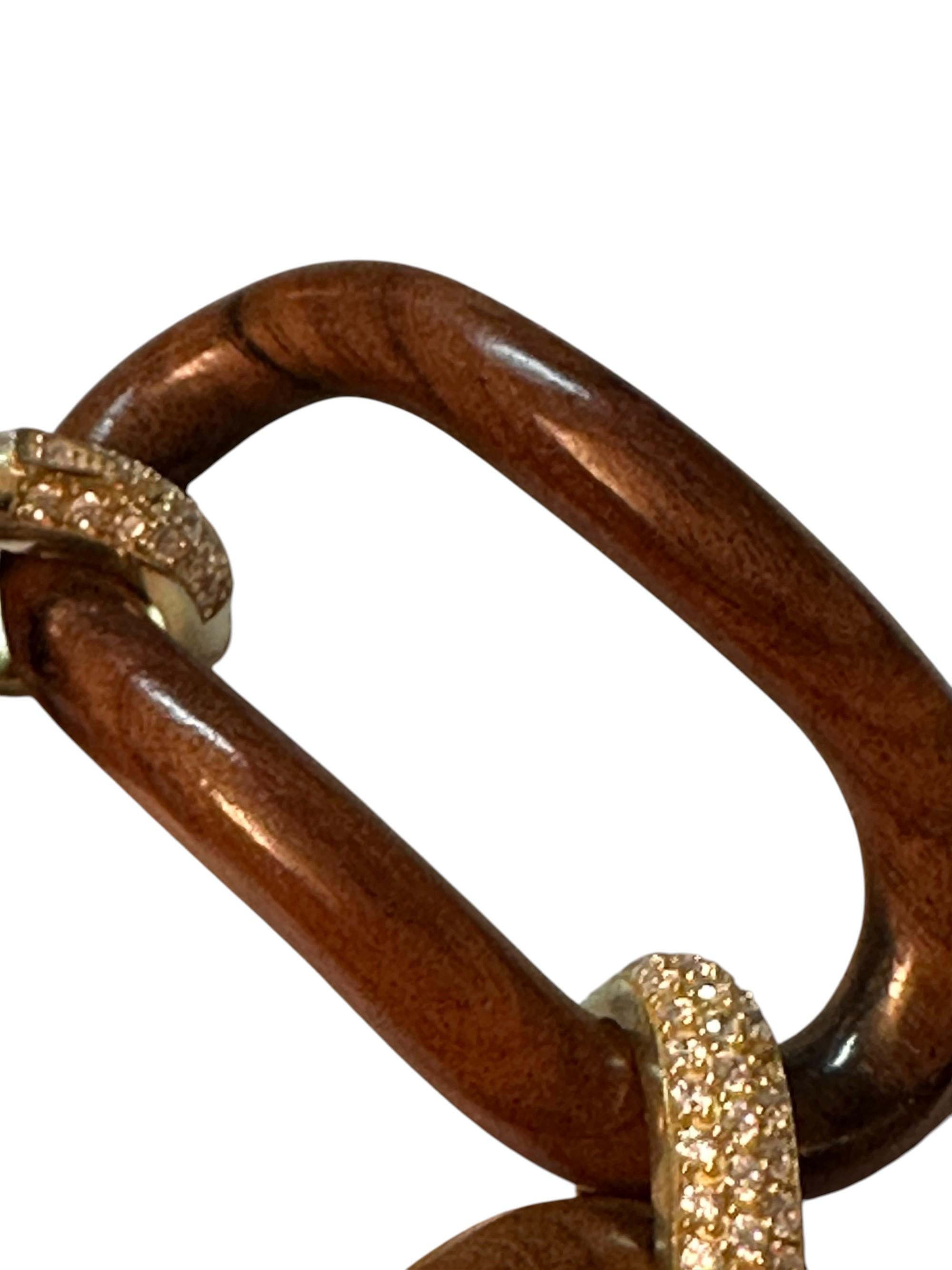 Bracciale MICHELETTO Palissandro e Argento Dorato Con Zirconi a Quattro Maglie en venta 1