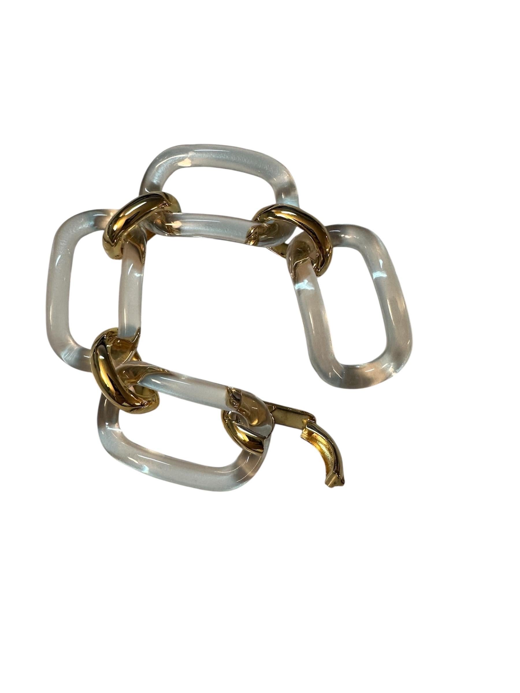 Bracciale MICHELETTO Plexiglass e Argento Dorato a Quattro Maglie Neuf - En vente à Milano, Lombardia