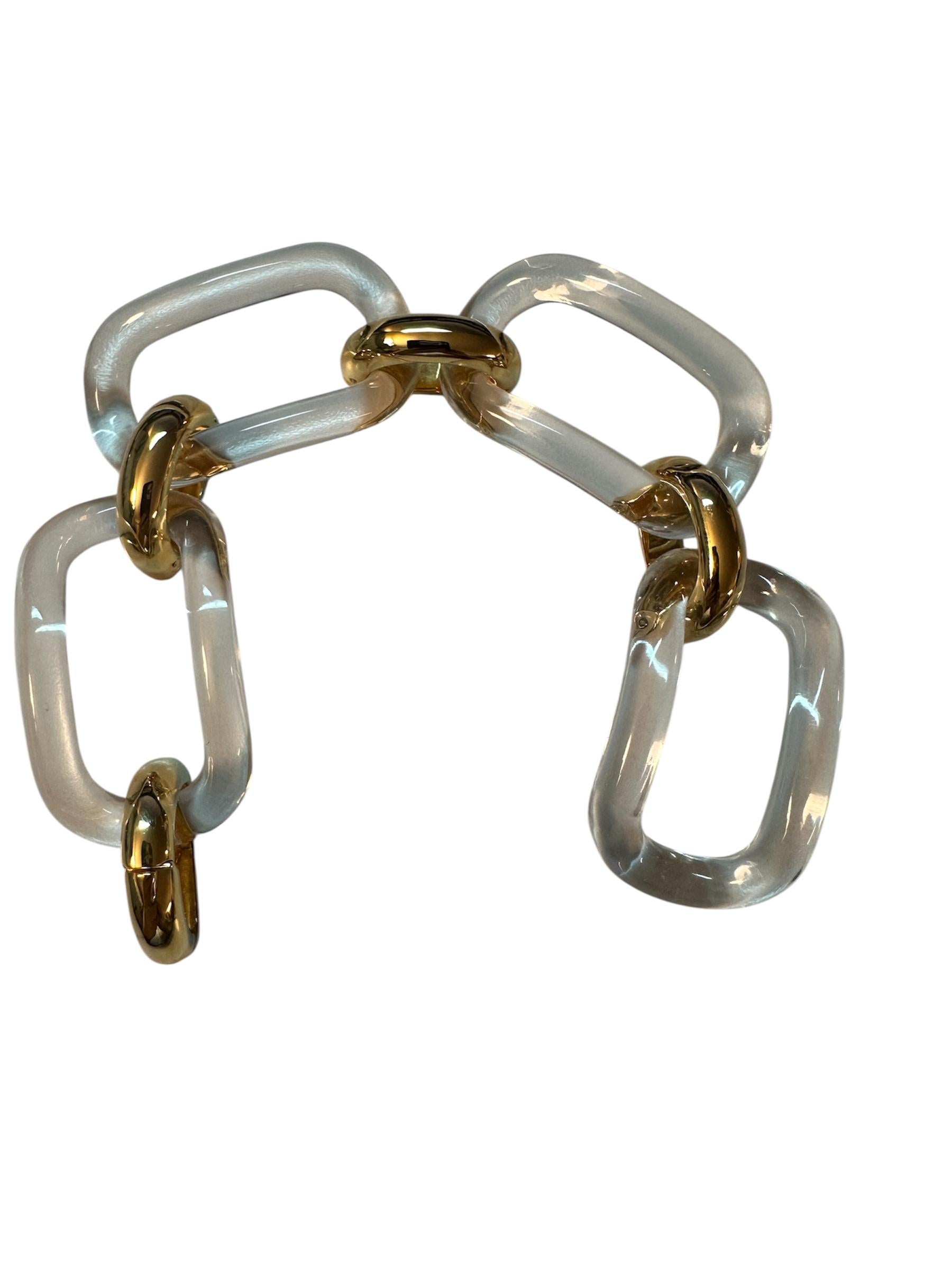 Bracciale MICHELETTO Plexiglass e Argento Dorato a Quattro Maglie en vente 1