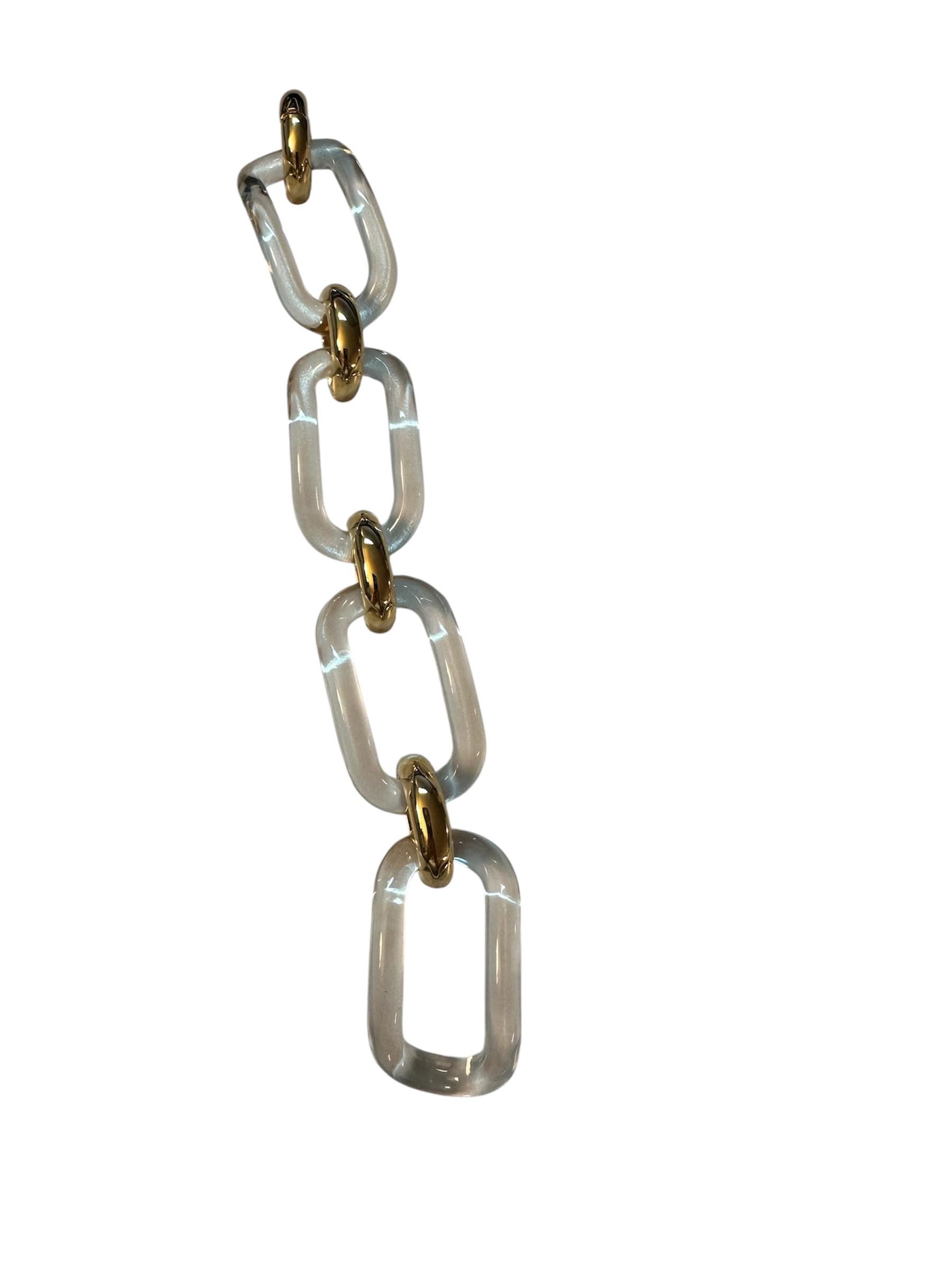 Bracciale MICHELETTO Plexiglass e Argento Dorato a Quattro Maglie en vente 2