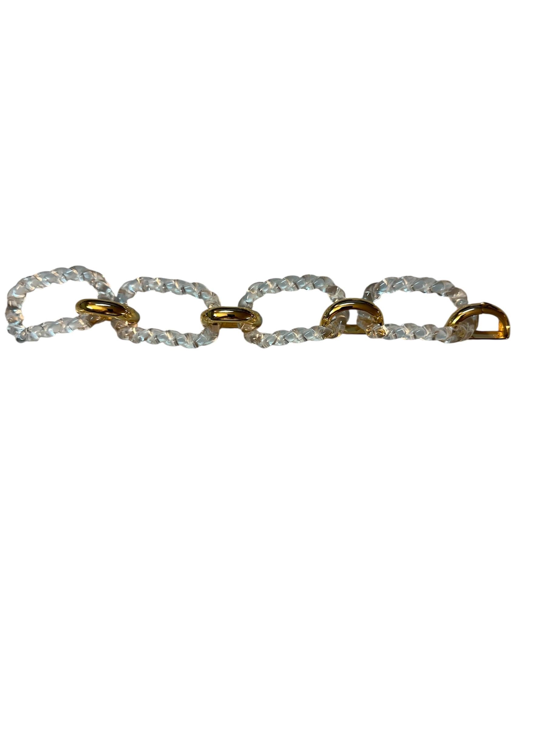 Bracciale MICHELETTO Plexiglass et Argento Dorato a Quattro Maglie Treccia Neuf - En vente à Milano, Lombardia