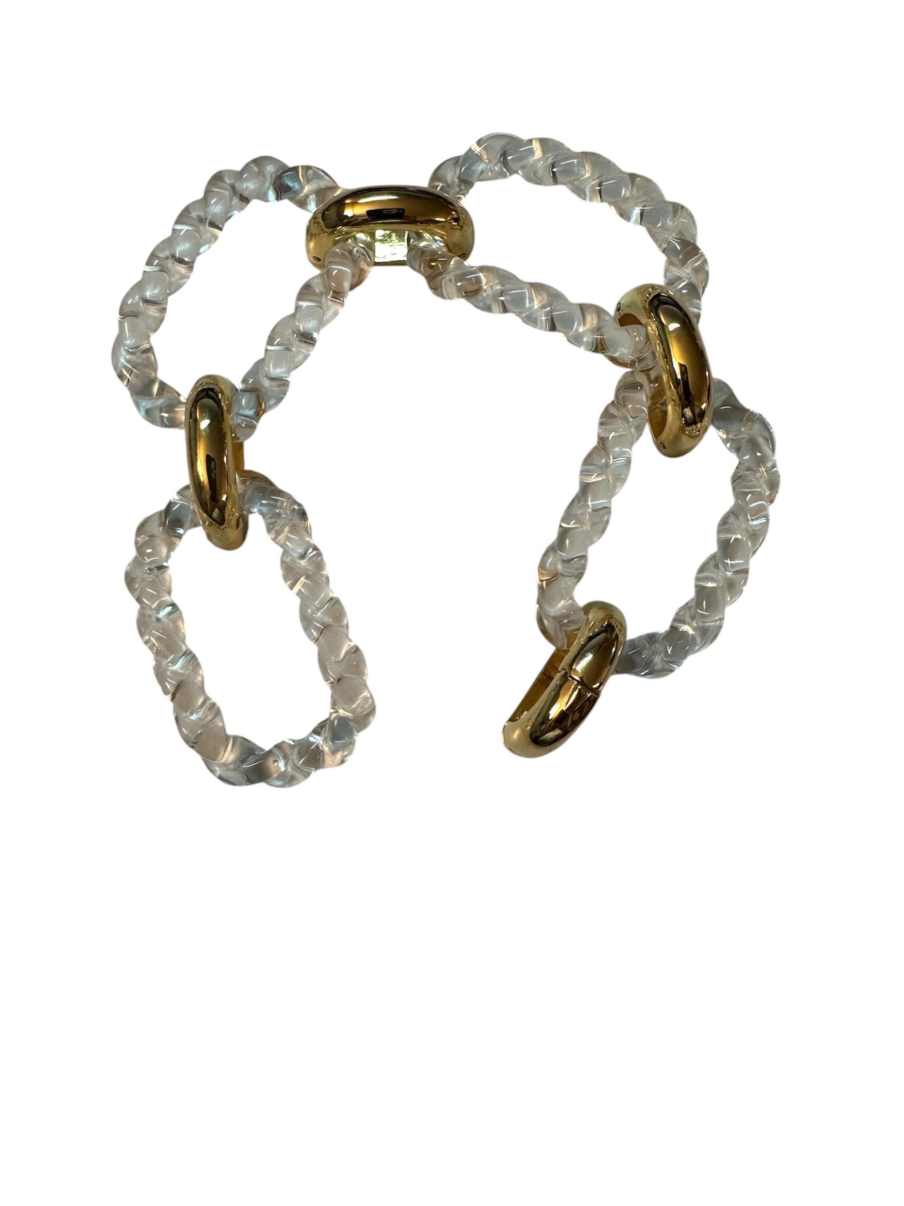 Bracciale MICHELETTO Plexiglass et Argento Dorato a Quattro Maglie Treccia Unisexe en vente