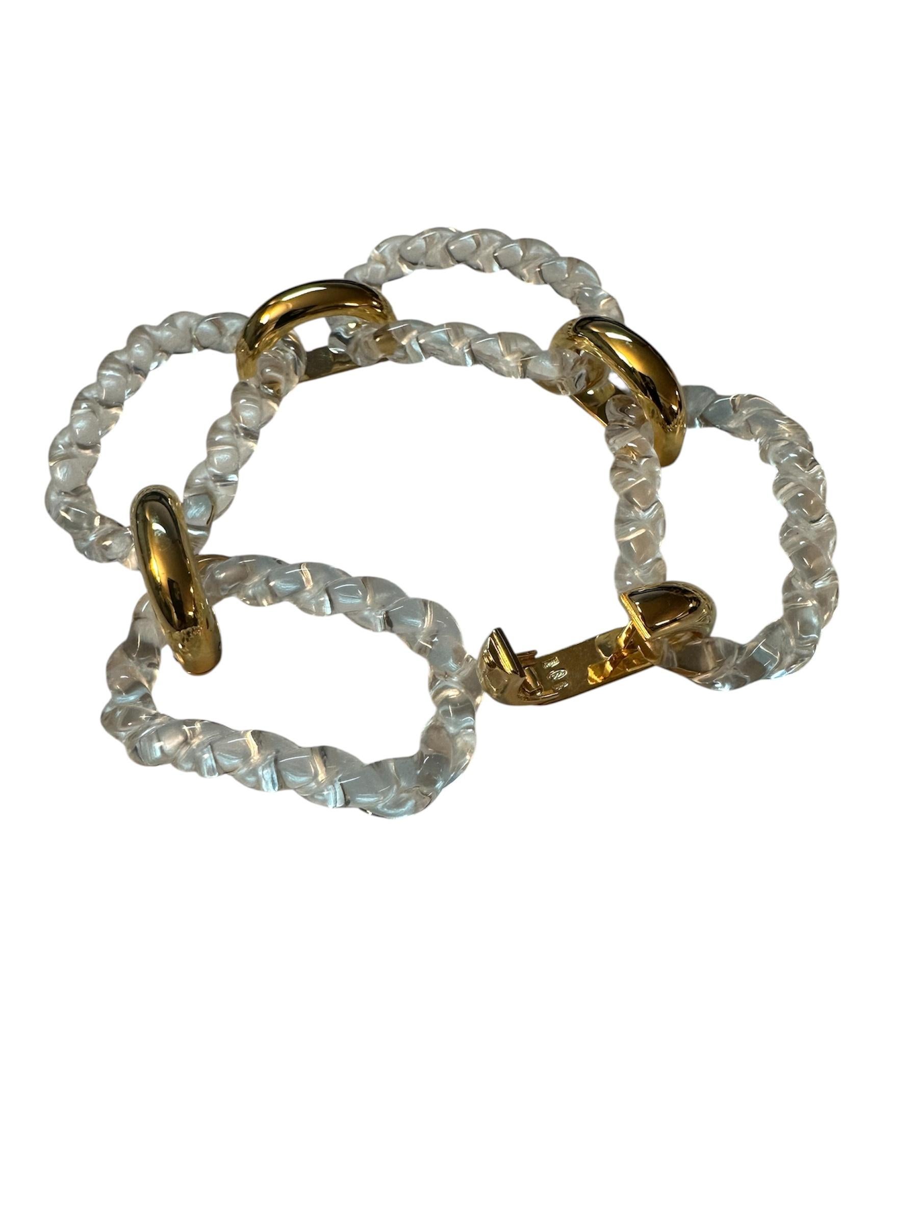 Bracciale MICHELETTO Plexiglass et Argento Dorato a Quattro Maglie Treccia en vente 1