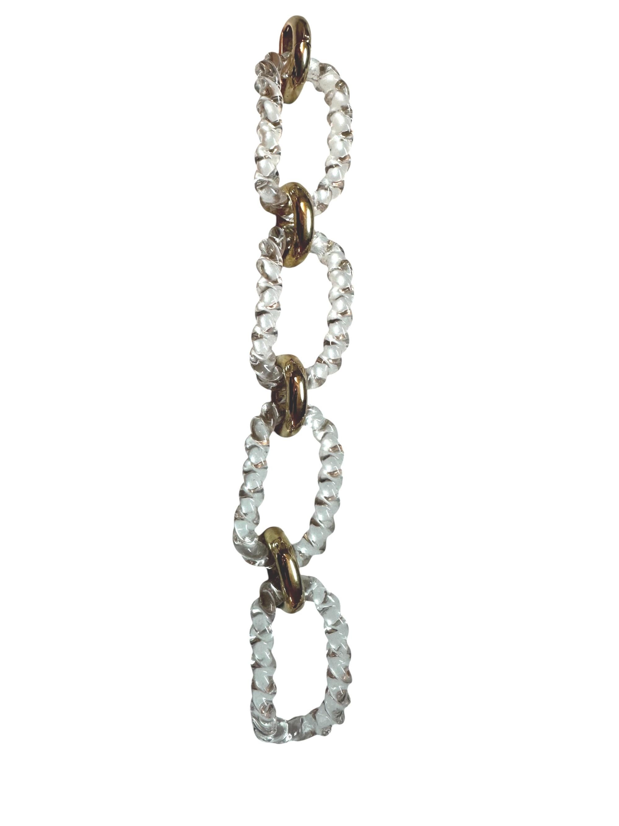 Bracciale MICHELETTO Plexiglass et Argento Dorato a Quattro Maglie Treccia en vente 2