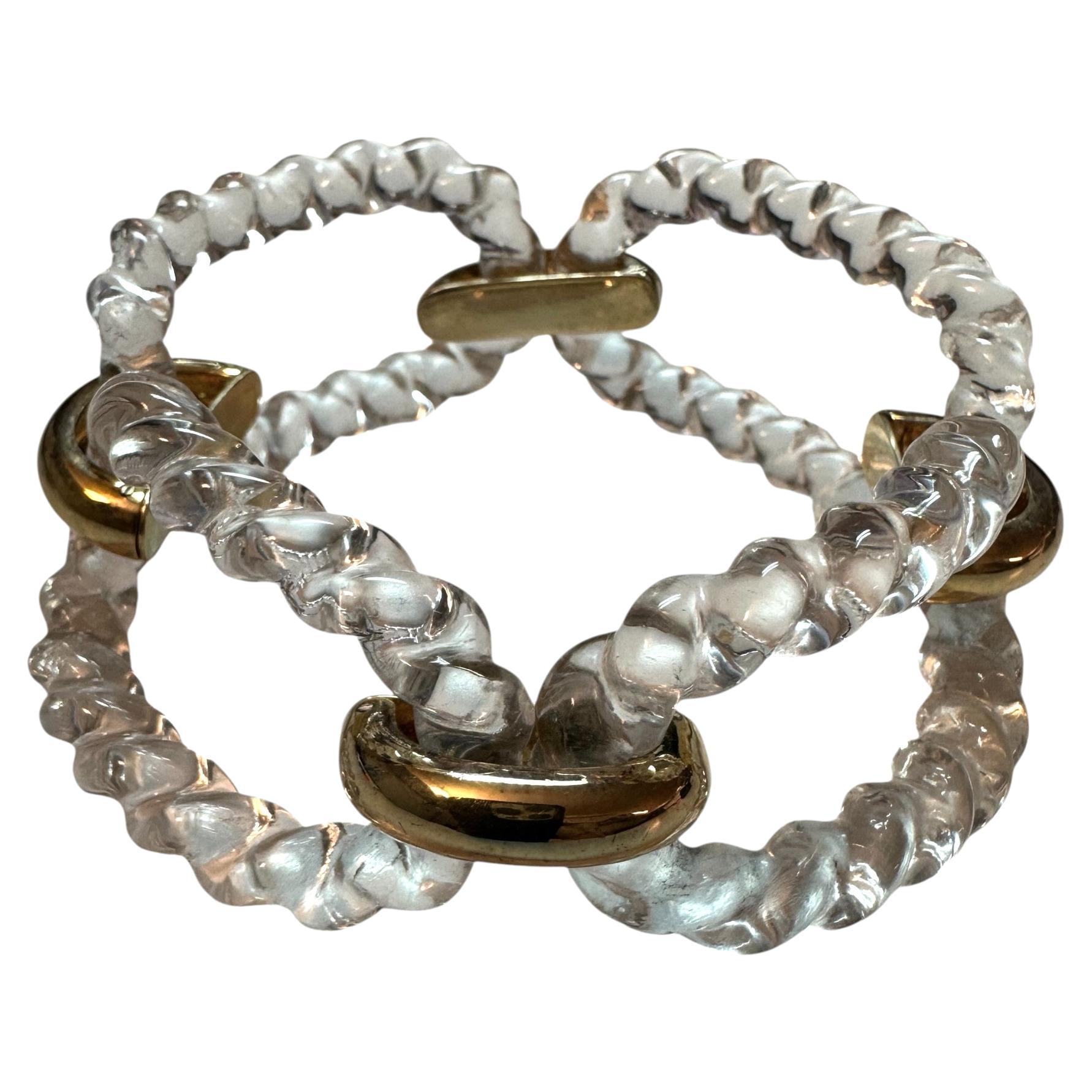 Bracciale MICHELETTO Plexiglass et Argento Dorato a Quattro Maglie Treccia