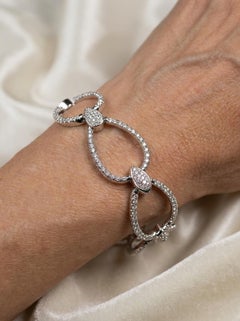 Pulsera de eslabones grandes de oro blanco de 18 quilates y diamantes