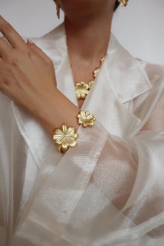 Bracciale fiore, argento 925 placcato in oro 18 kt, Myosotis