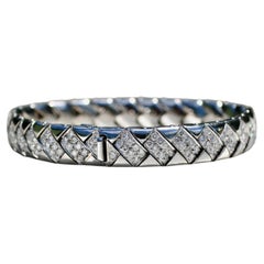 Pulsera de cinta semirrígida de oro blanco y diamantes